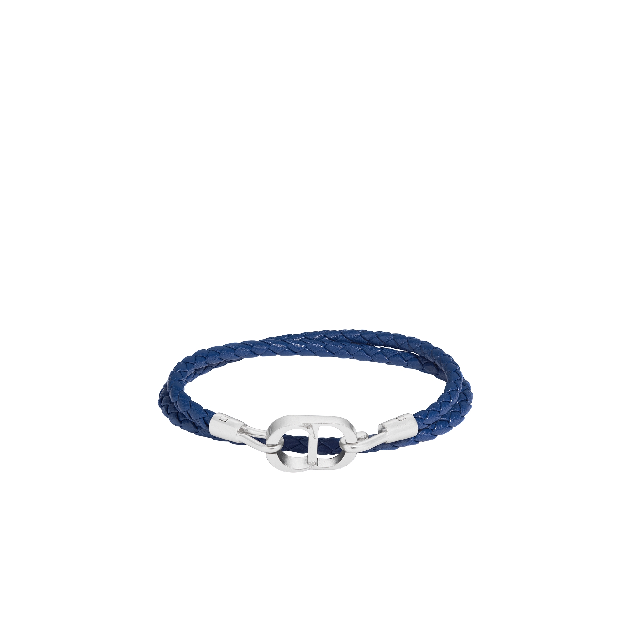  Pelle di agnello blu navy e ottone con finitura color argento