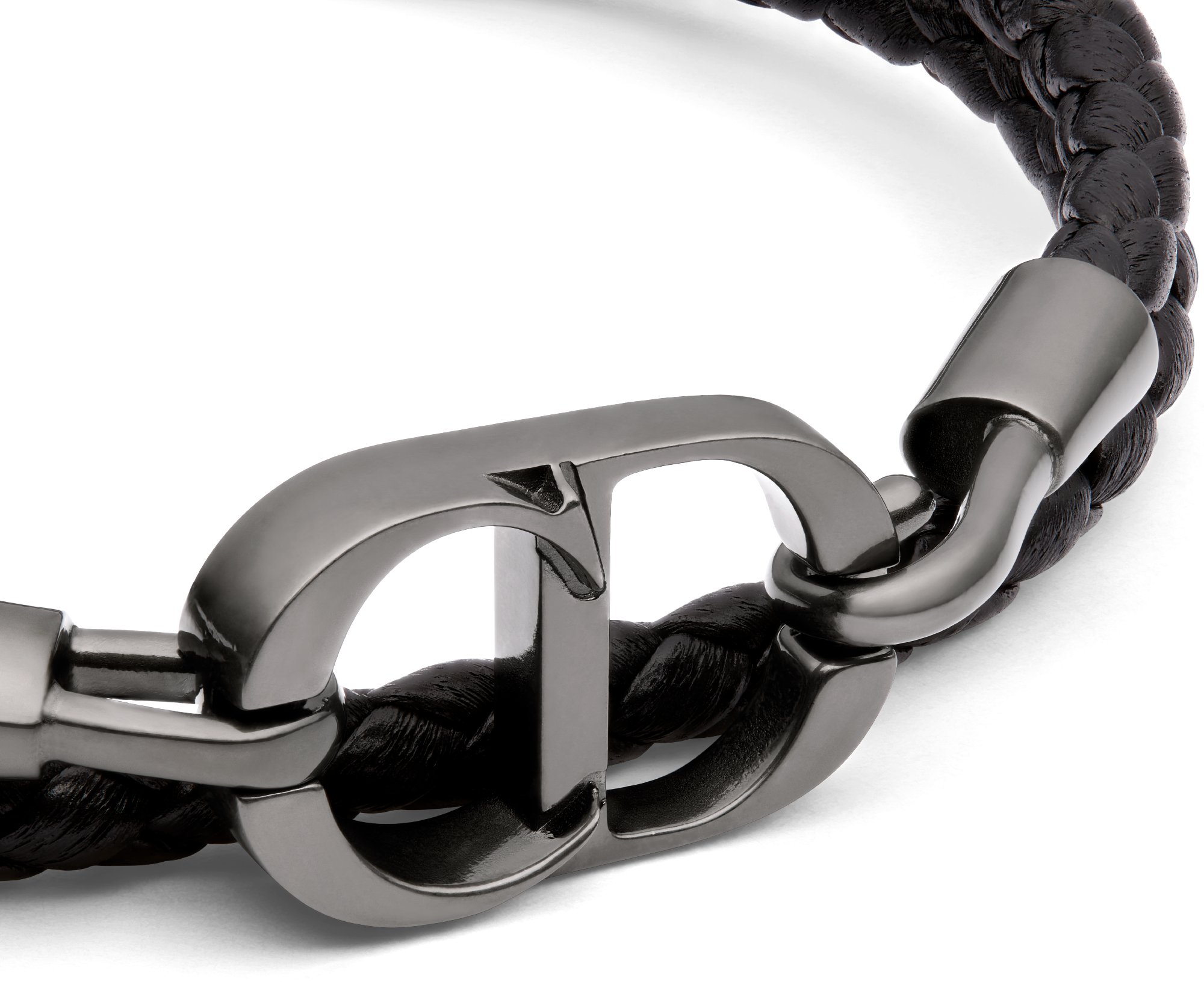 CD Icon Braided Leather Double Bracelet Detailed view