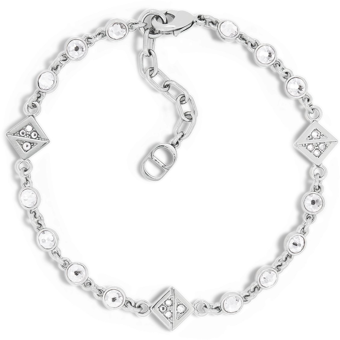 CD Diamond Bracelet Silver Finish Brass and White Crystals DIOR