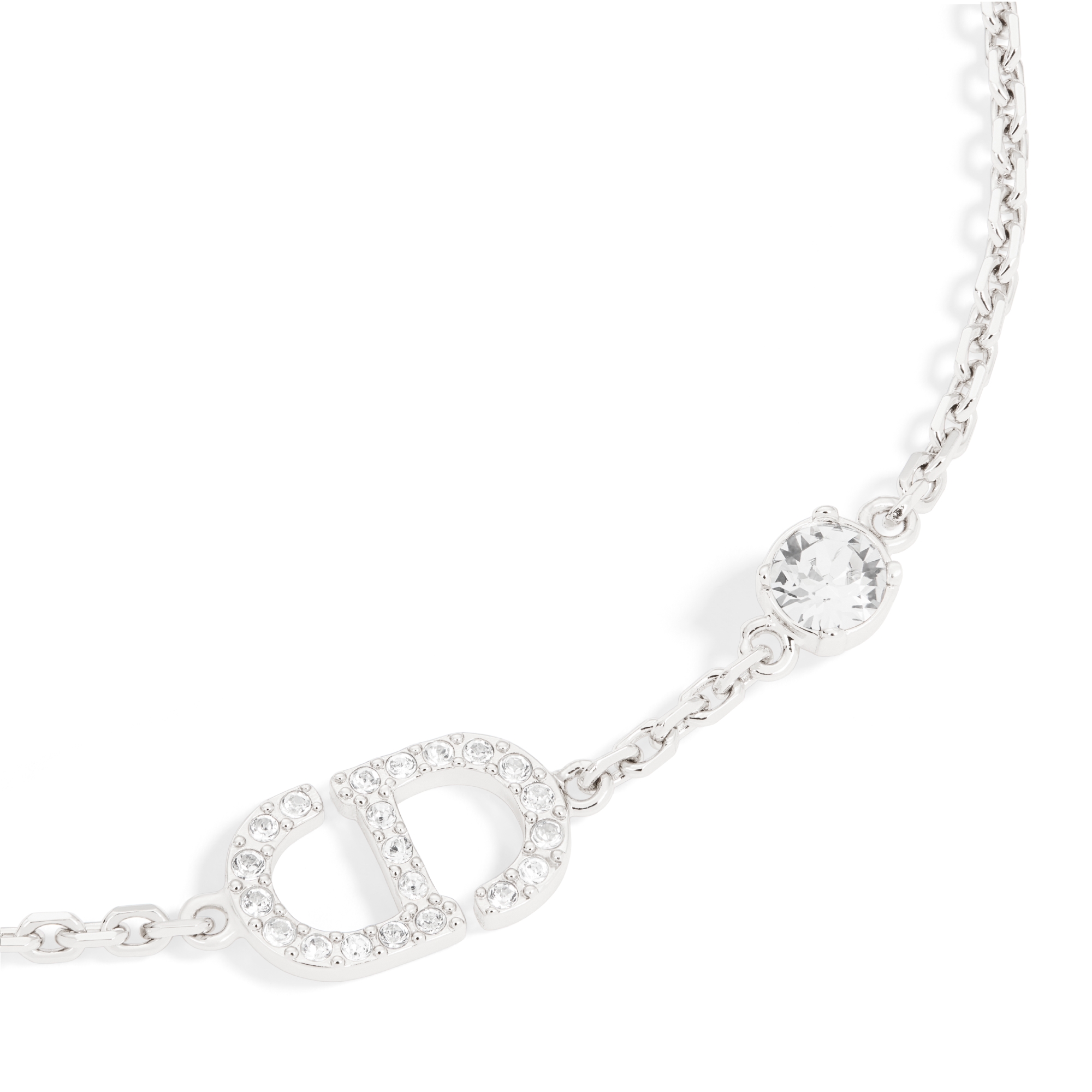 Bracelet Petit CD Métal finition argentée et cristaux blancs E09