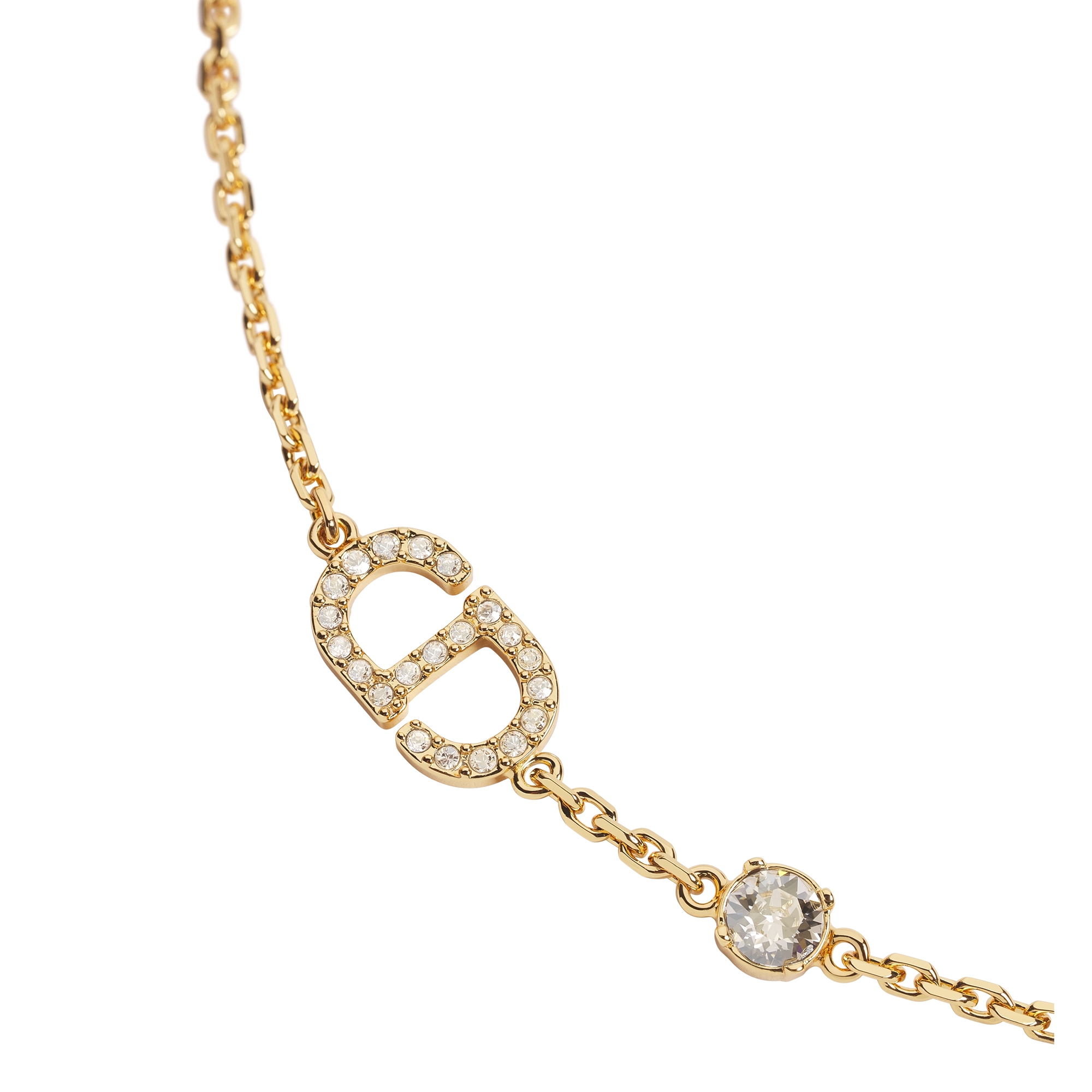 Petit CD Bracelet Gold-Finish Metal and Crystals E09