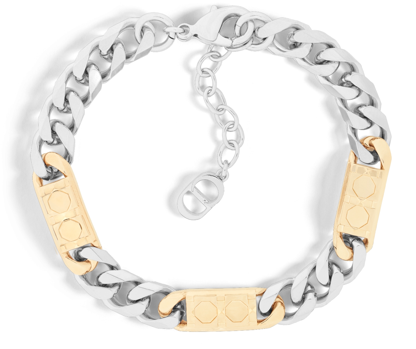 Cannage Chain Link Bracelet Silver and Gold Finish Brass DIOR