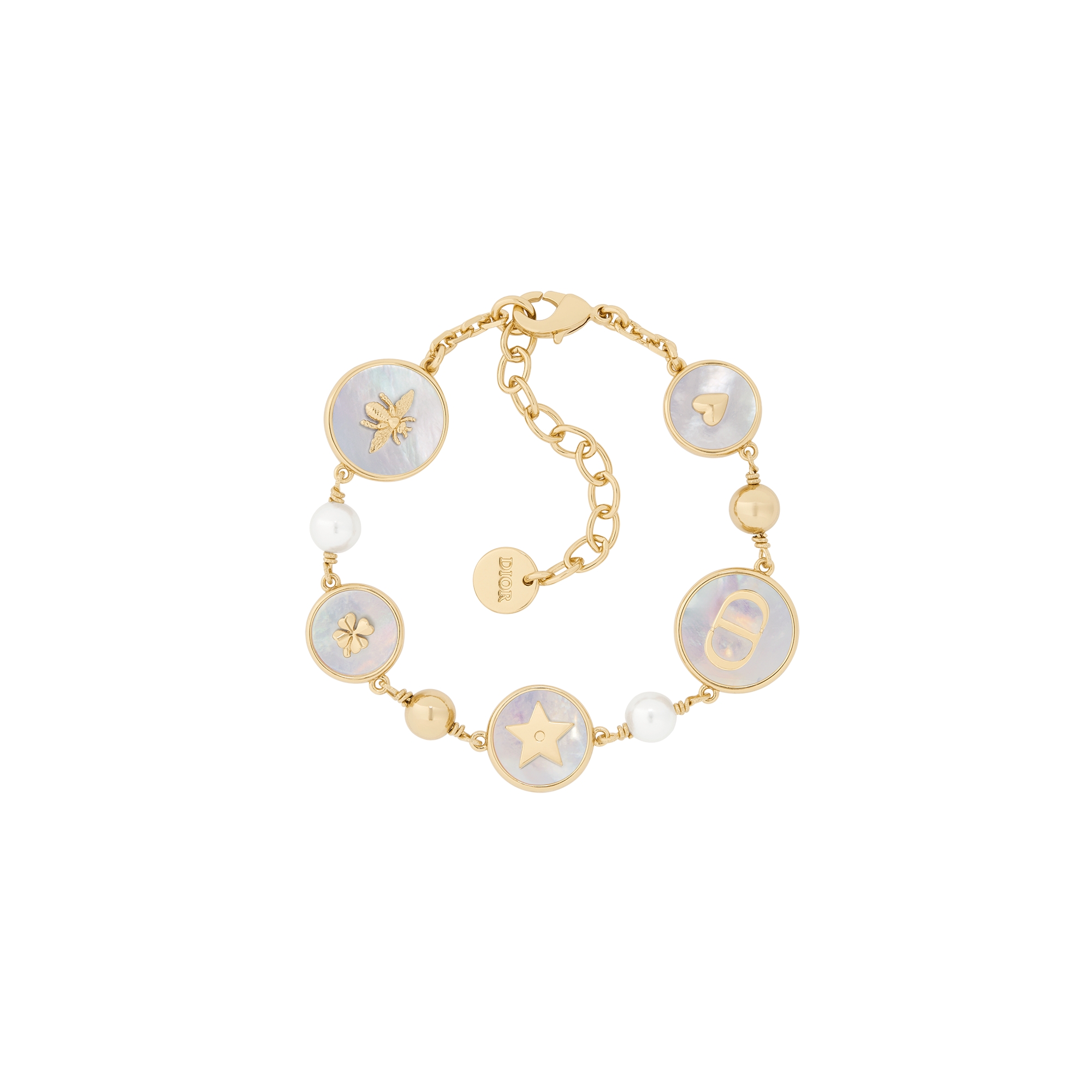  Metall mit Gold-Finish, Kunstharzperlen in Weiß und Perlmutt in Weiß