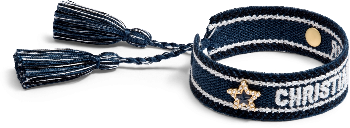 Christian Dior Bracelet Deep Ocean Blue Cotton, Gold-Finish Metal ...