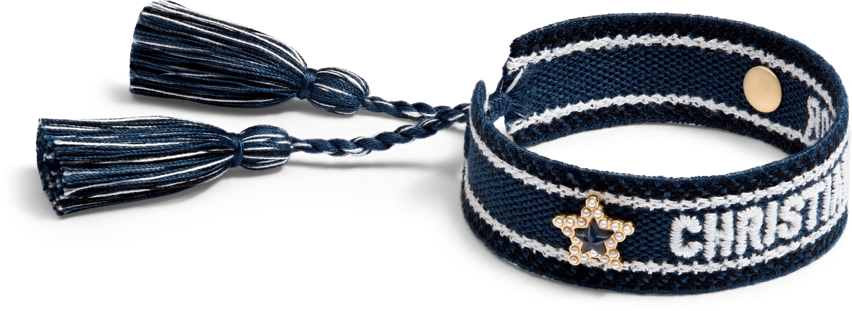 Christian Dior Bracelet Deep Ocean Blue Cotton, Gold-Finish Metal ...