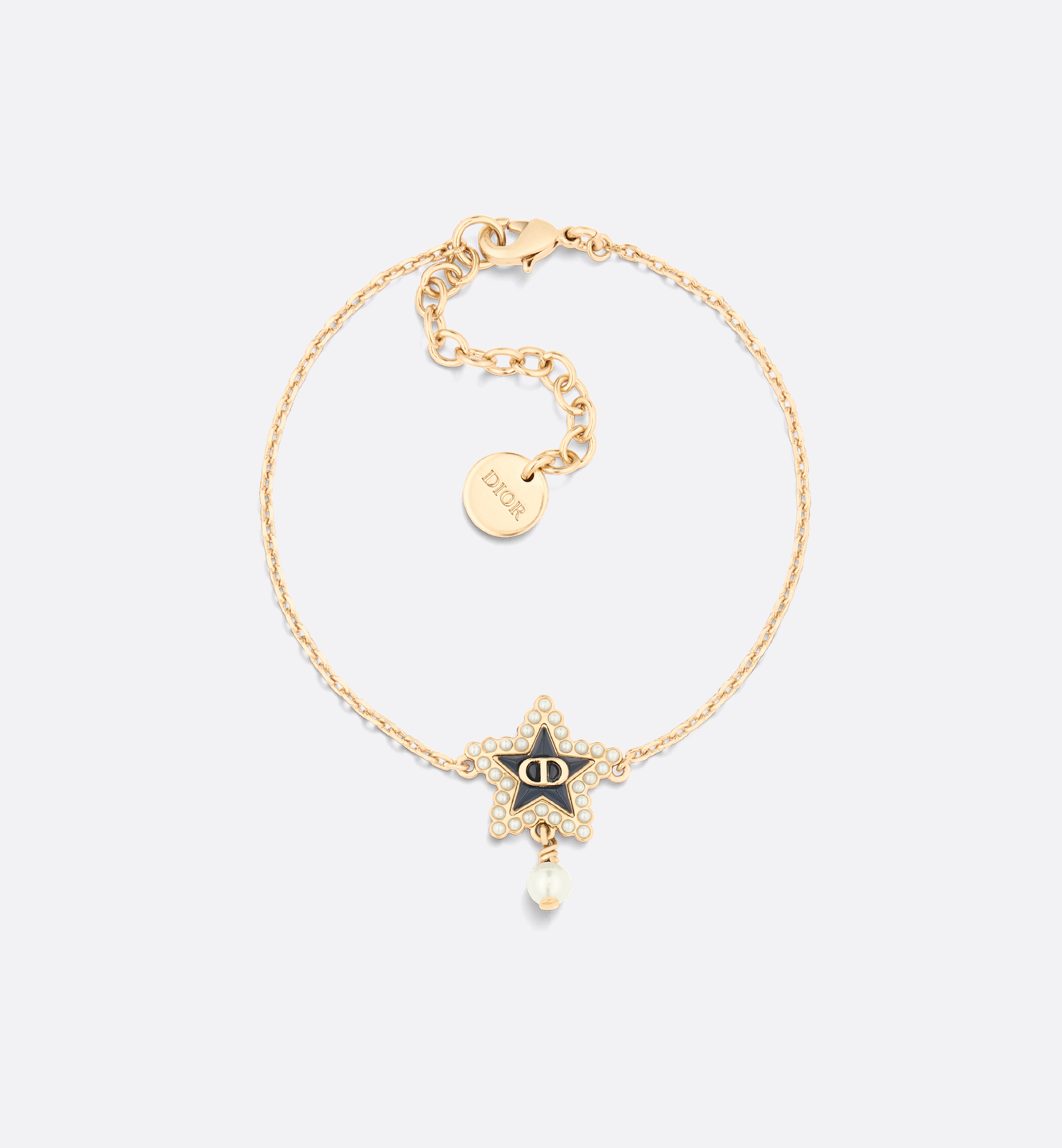 Petit CD Lucky Baroque Bracelet Gold-Finish Metal with White Petit CD Lucky Baroque Bracelet Gold-Finish Metal with White