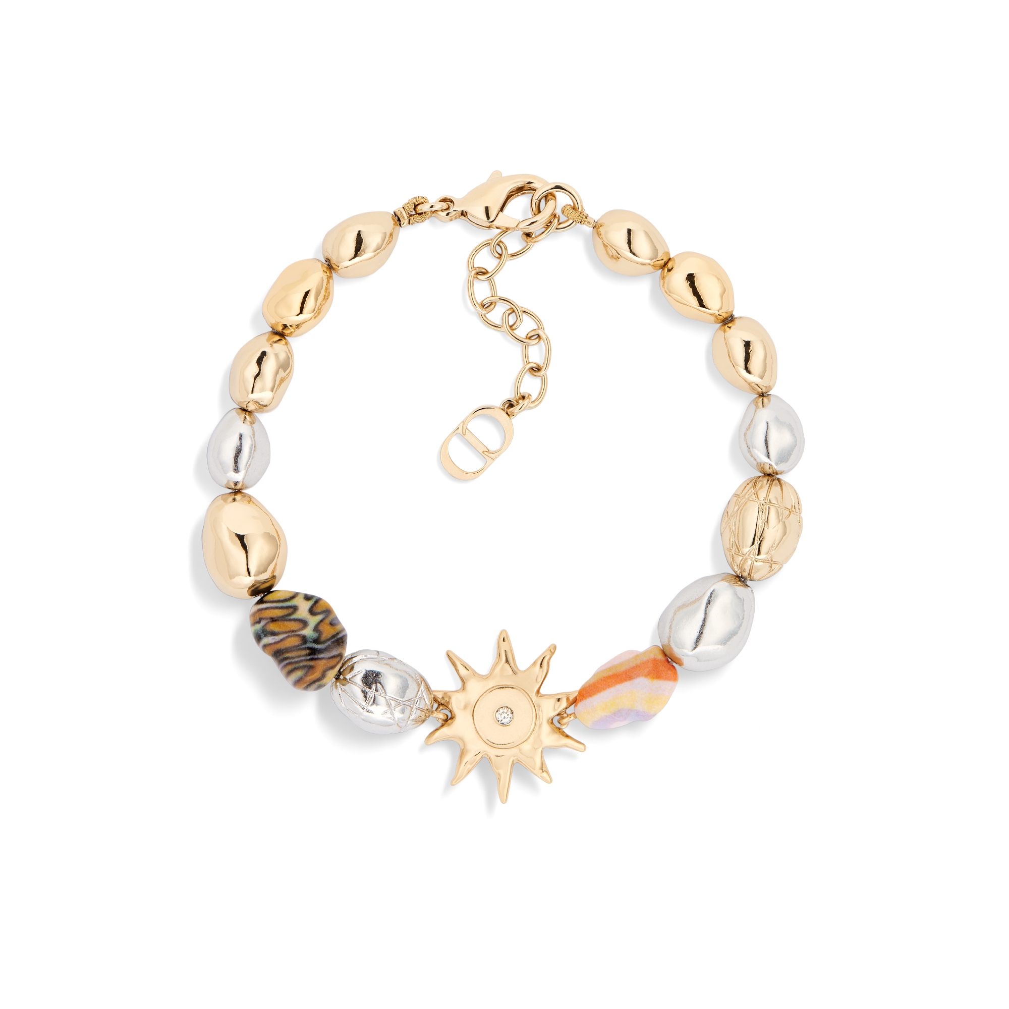DIOR AND LEWIS HAMILTON Bracelet Multicolor Resin Cabochons, Gold- and Silver-Finish Brass and White Crystal E01