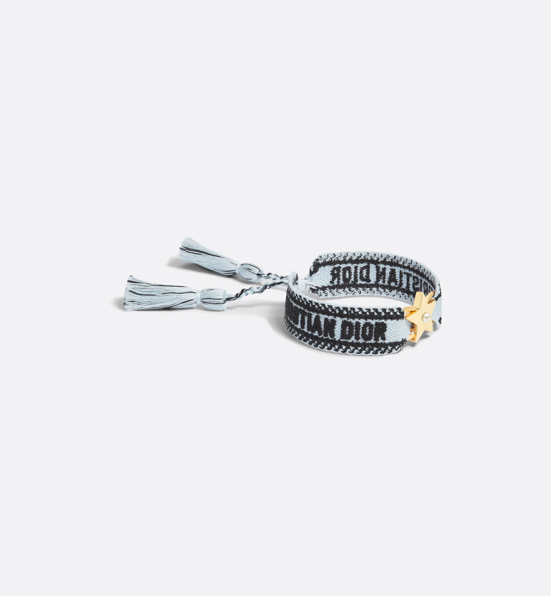 Christian Dior Bracelet Sky Blue Cotton with Gold-Finish Christian Dior Bracelet Sky Blue Cotton with Gold-Finish