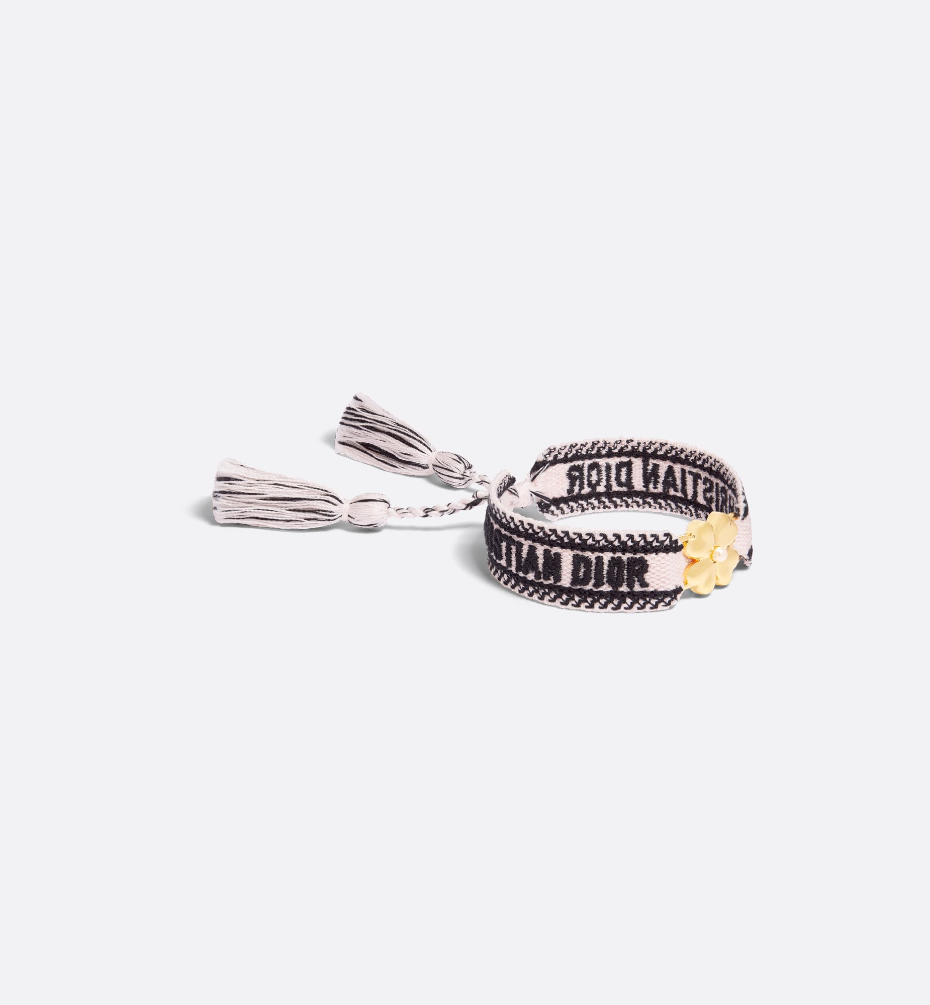 Christian Dior Bracelet Pale Pink Cotton, Gold-Finish Metal Christian Dior Bracelet Pale Pink Cotton, Gold-Finish Metal