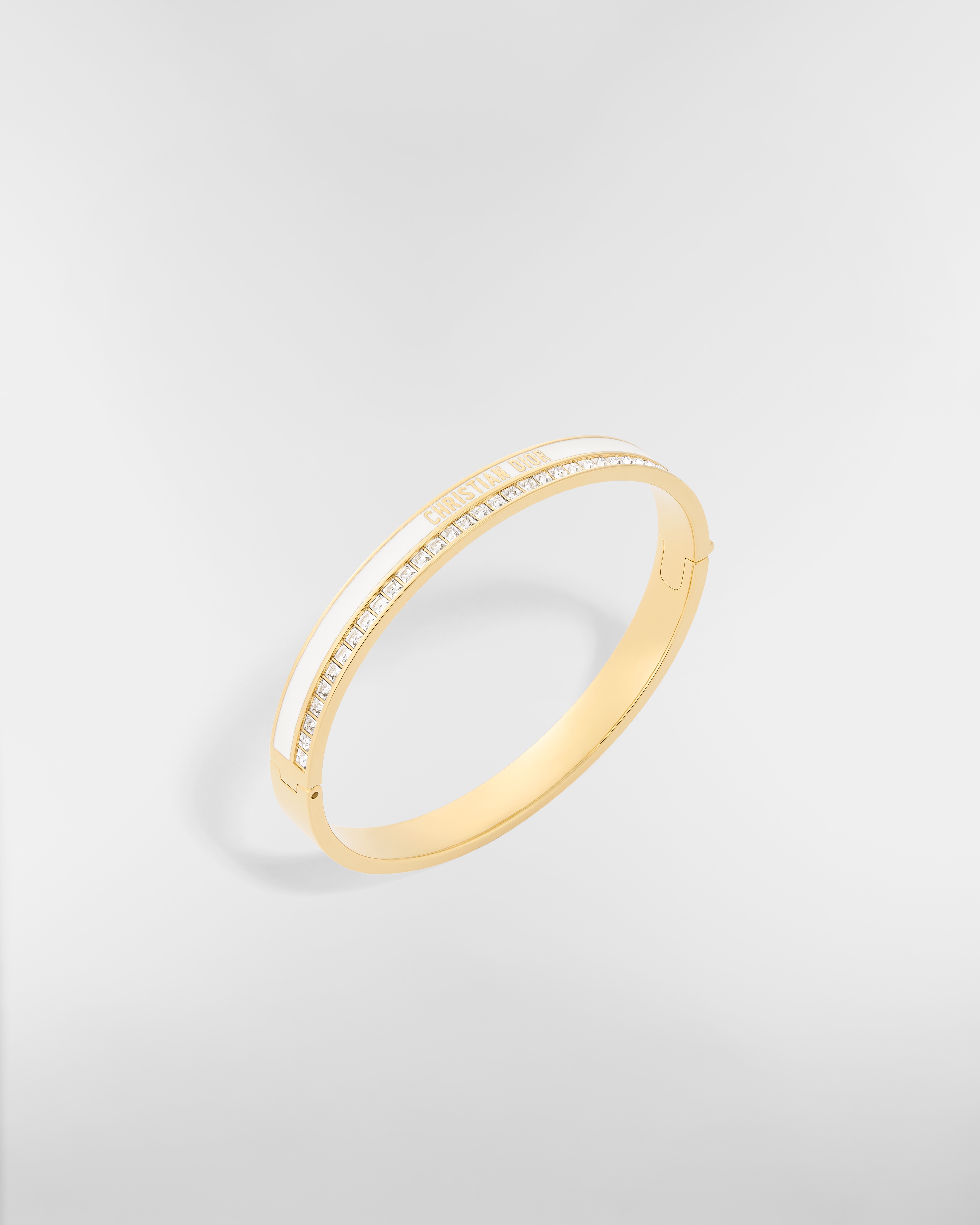 Bracciale rigido Dior Night Code Metallo con finitura color oro, cristalli scintillanti e lacca bianca E03