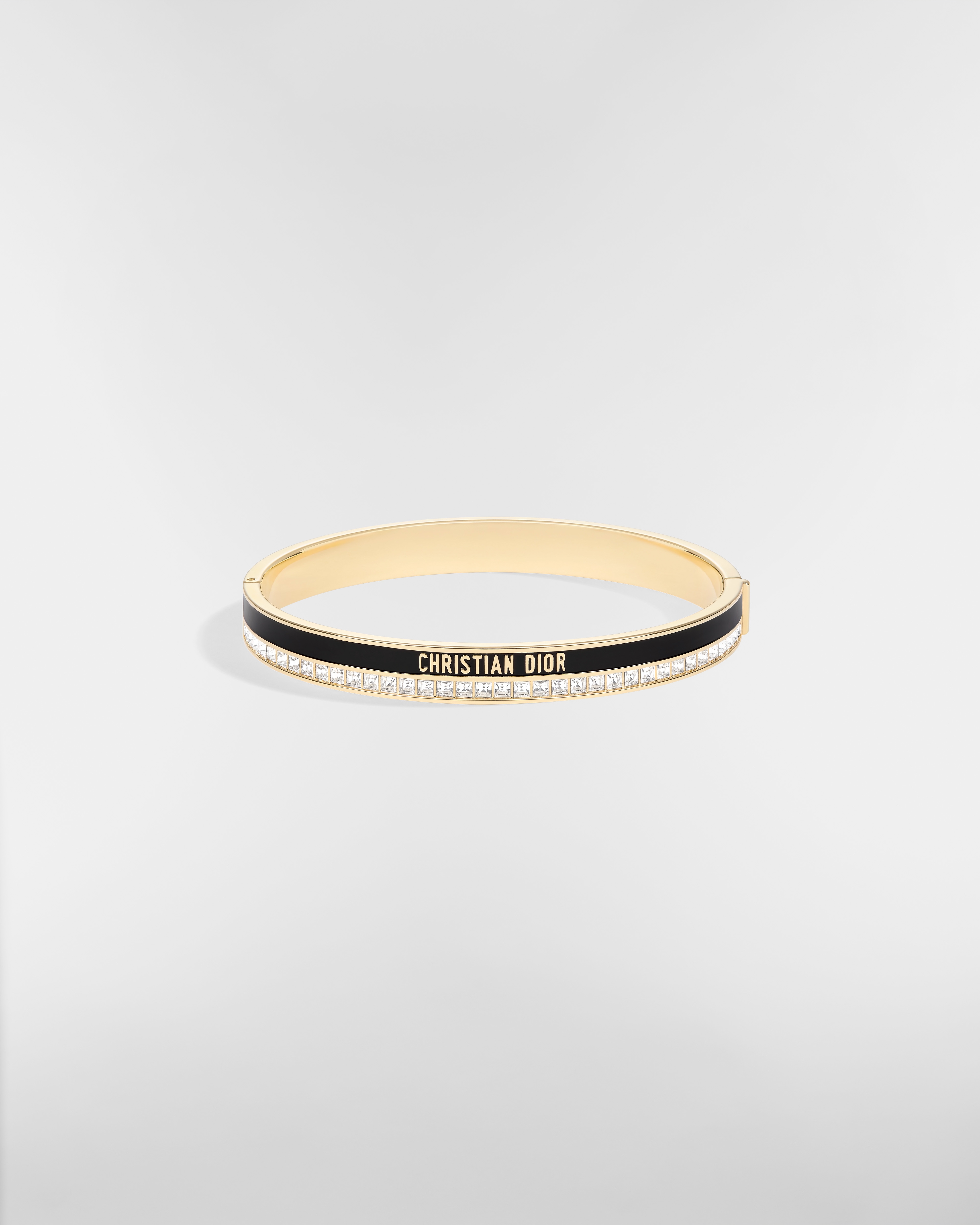 Bracciale rigido Dior Night Code Metallo con finitura color oro, cristalli scintillanti e lacca nera E01