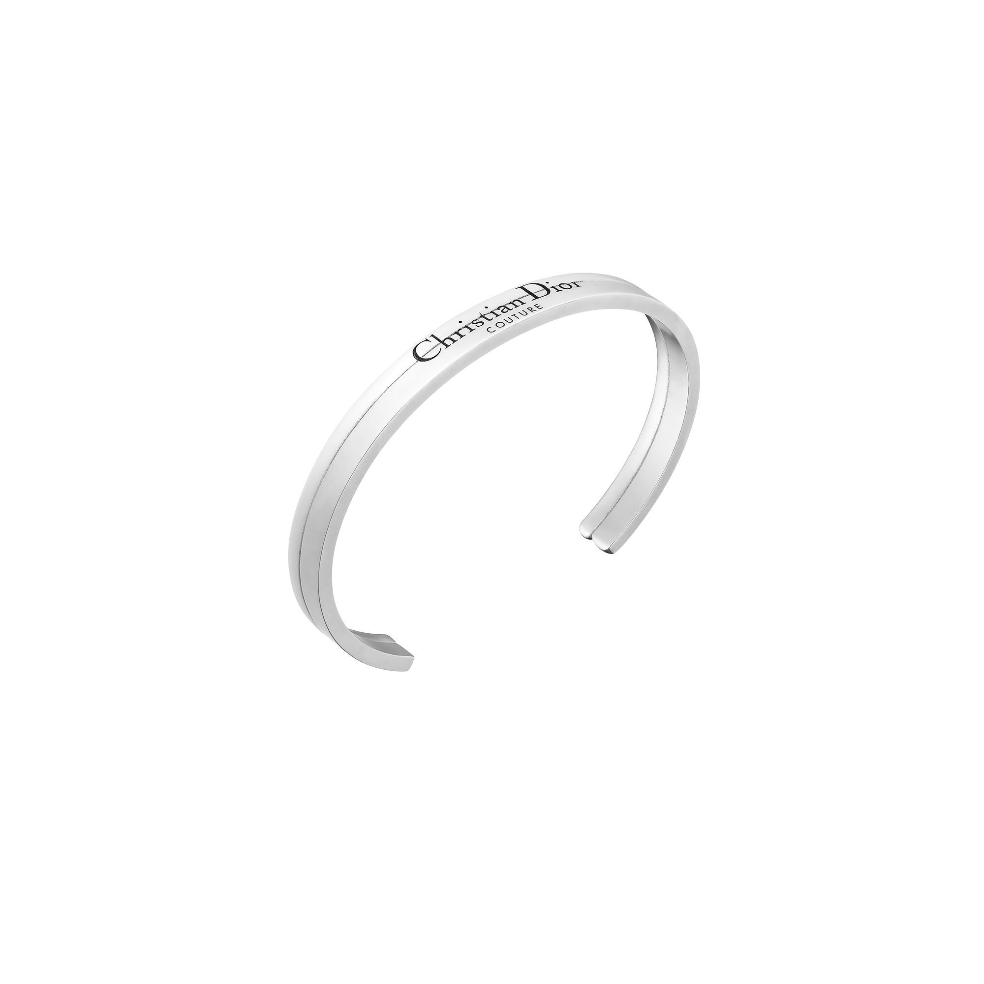Christian Dior Couture Cut Bangle Silver and Black Resin E03