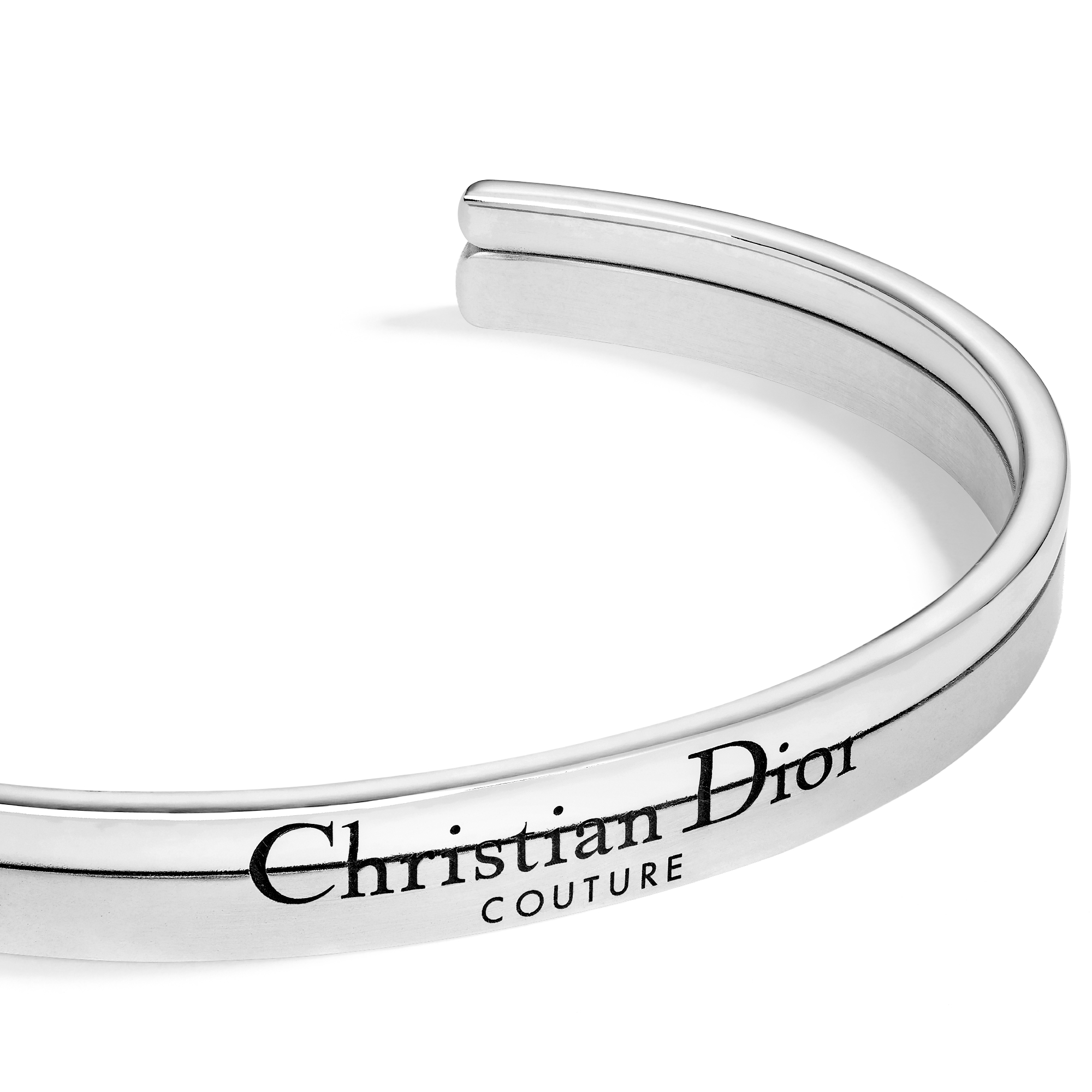 Bracciale rigido Christian Dior Couture Cut Argento e resina nera E09