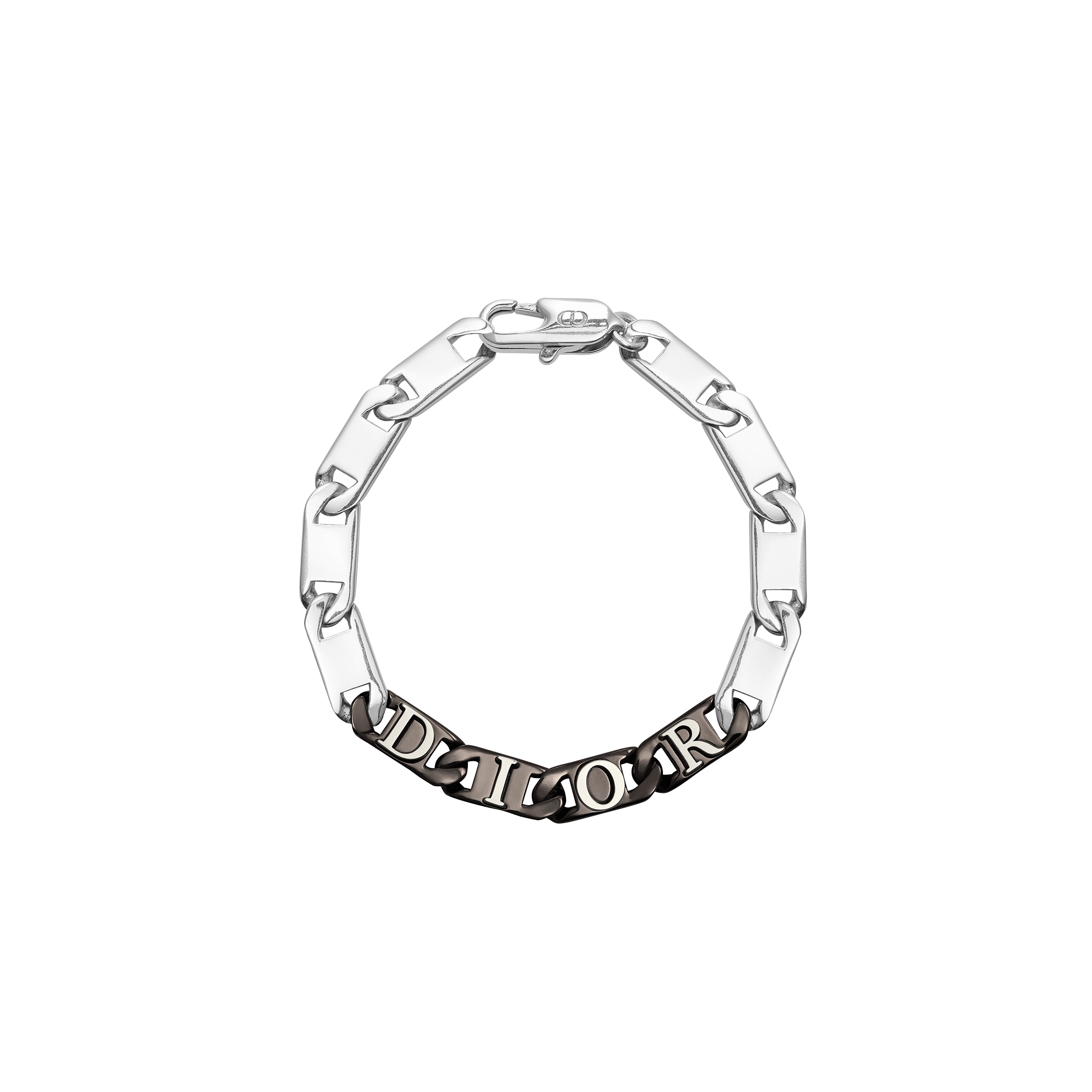 Dior Contrast Chain Link Bracelet Silver- and Ruthenium-Finish Brass E01