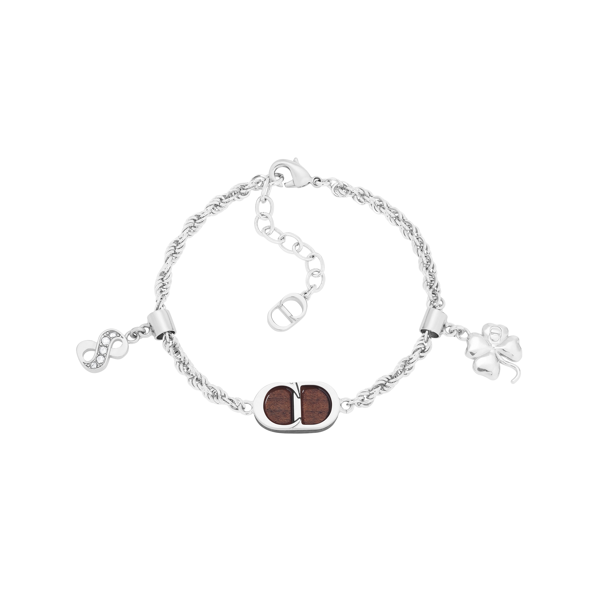 Knock on Wood Bracelet Silver-Finish Brass, Santos Wood and White