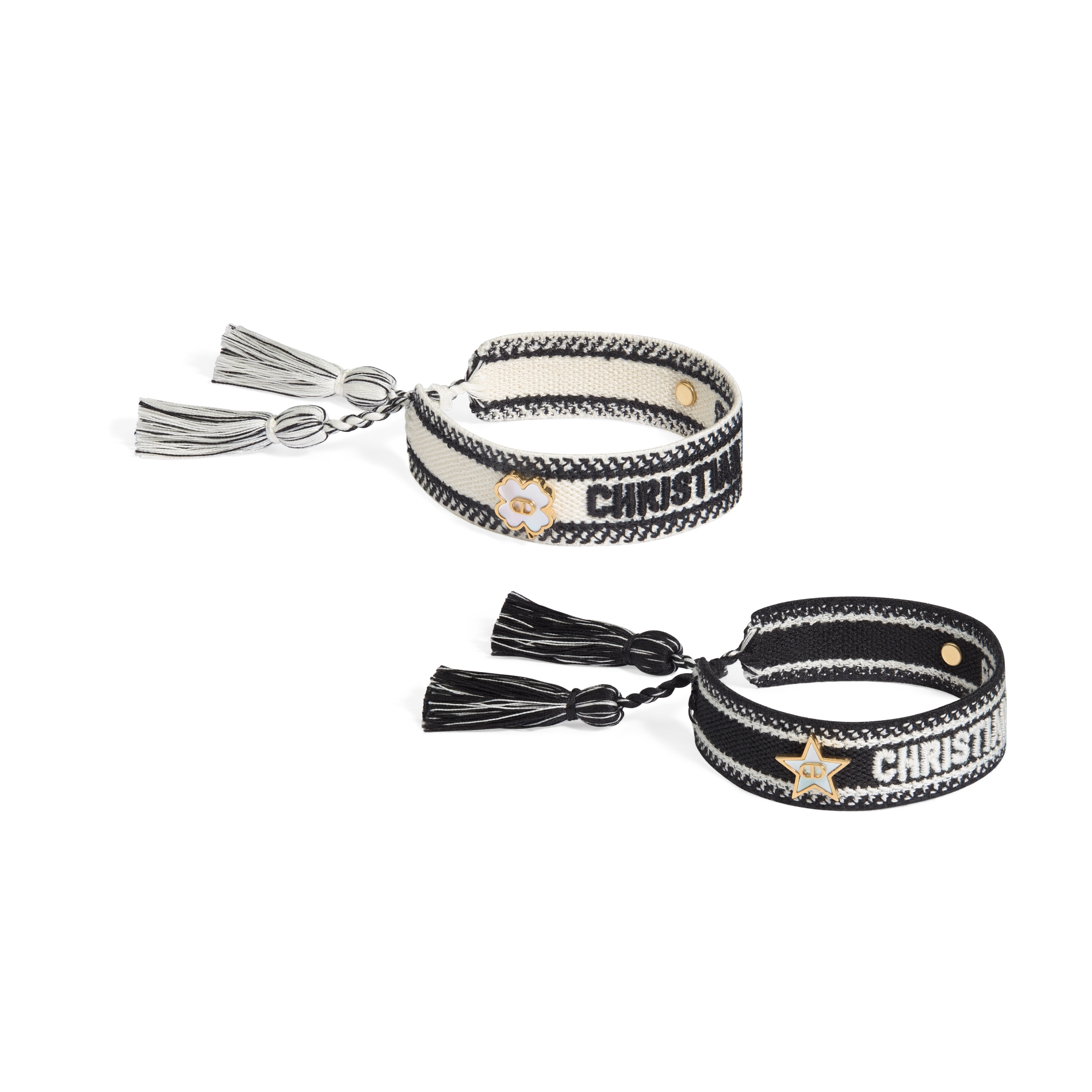 Christian Dior Bracelet Burgundy Cotton, Gold-Finish Metal, White