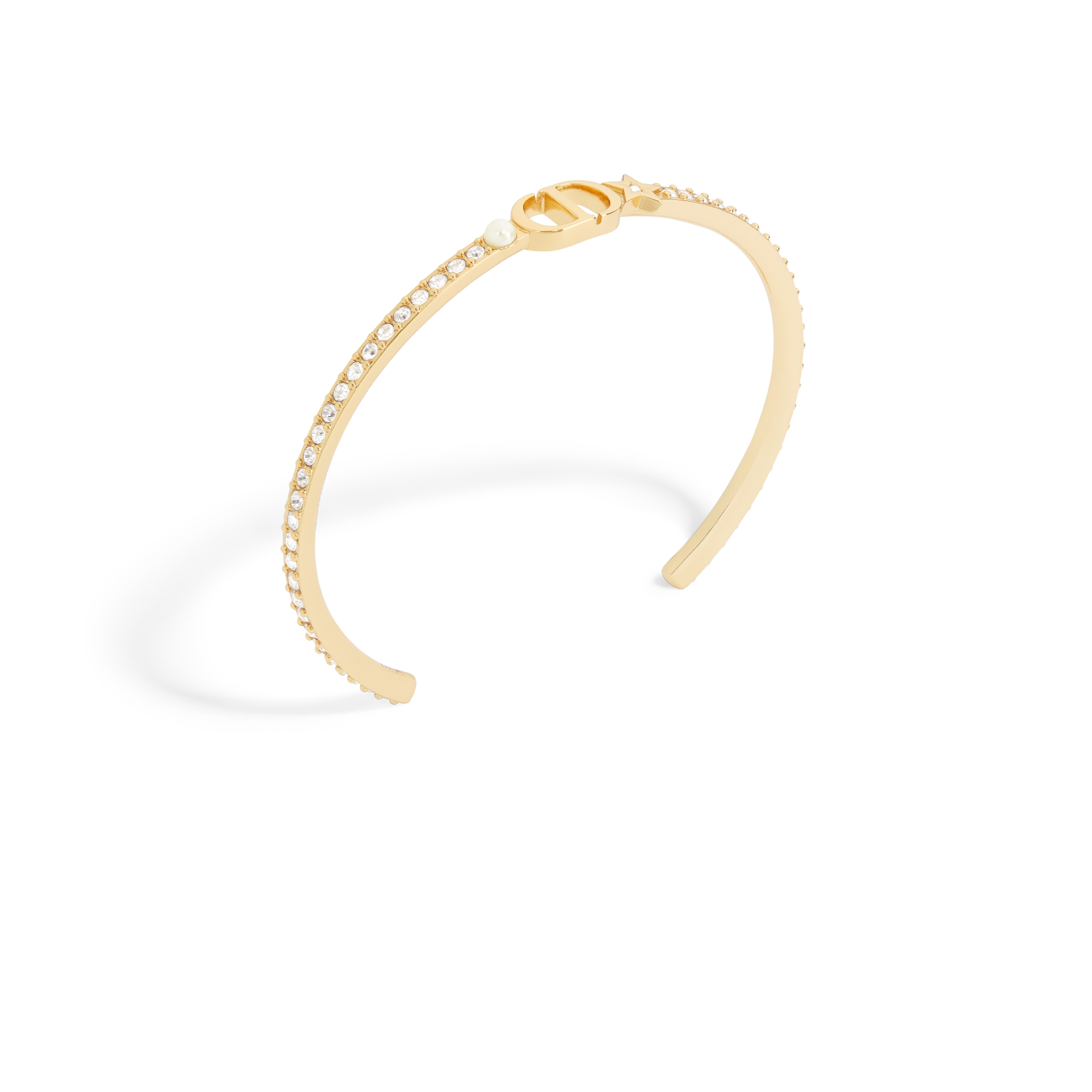 سوار بانغل Petit CD Multi معدن ذهبي ولؤلؤة من الراتنج الأبيض وحبّات كريستال باللون الفضّي E03