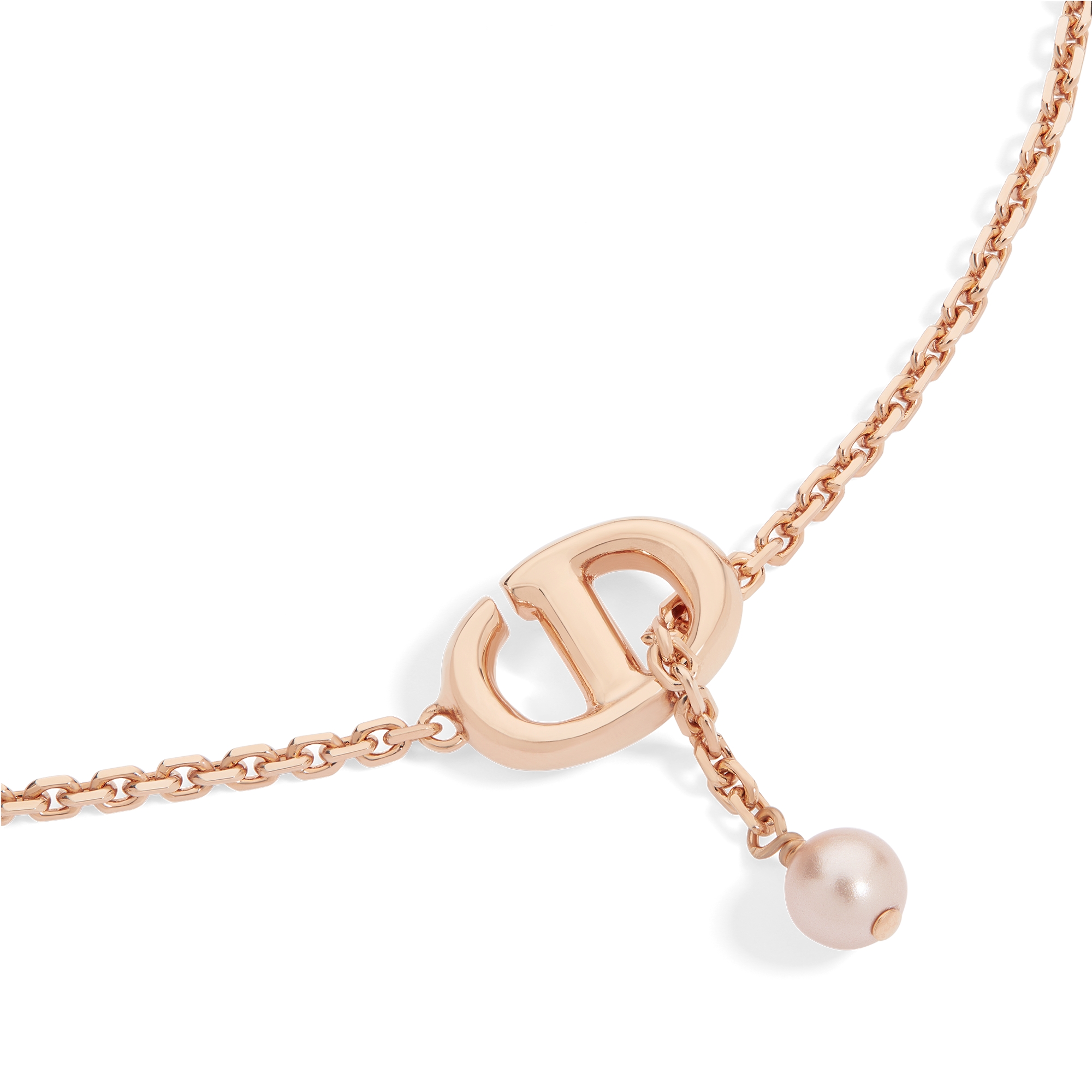 CD Navy 팔찌 핑크 피니시 메탈 & 이리데슨트 핑크 레진 진주 E09