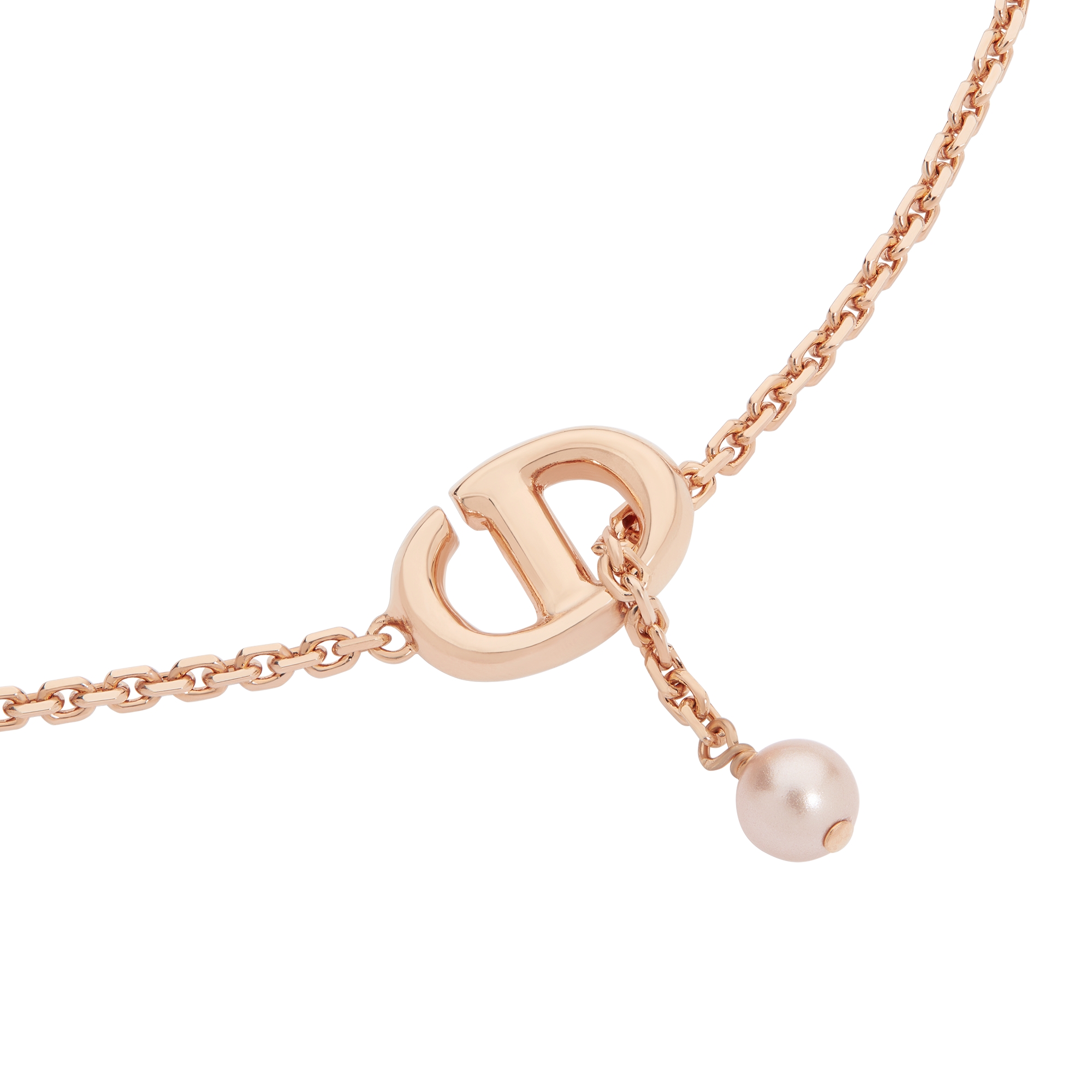 CD Navy Bracelet Pink-Finish Metal and Iridescent Pink Resin Pearl E09