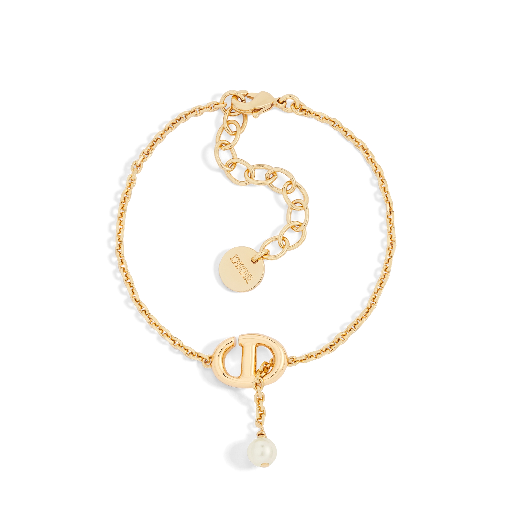 CD Navy 手鍊 金色飾面金屬和白色樹脂珍珠 E01