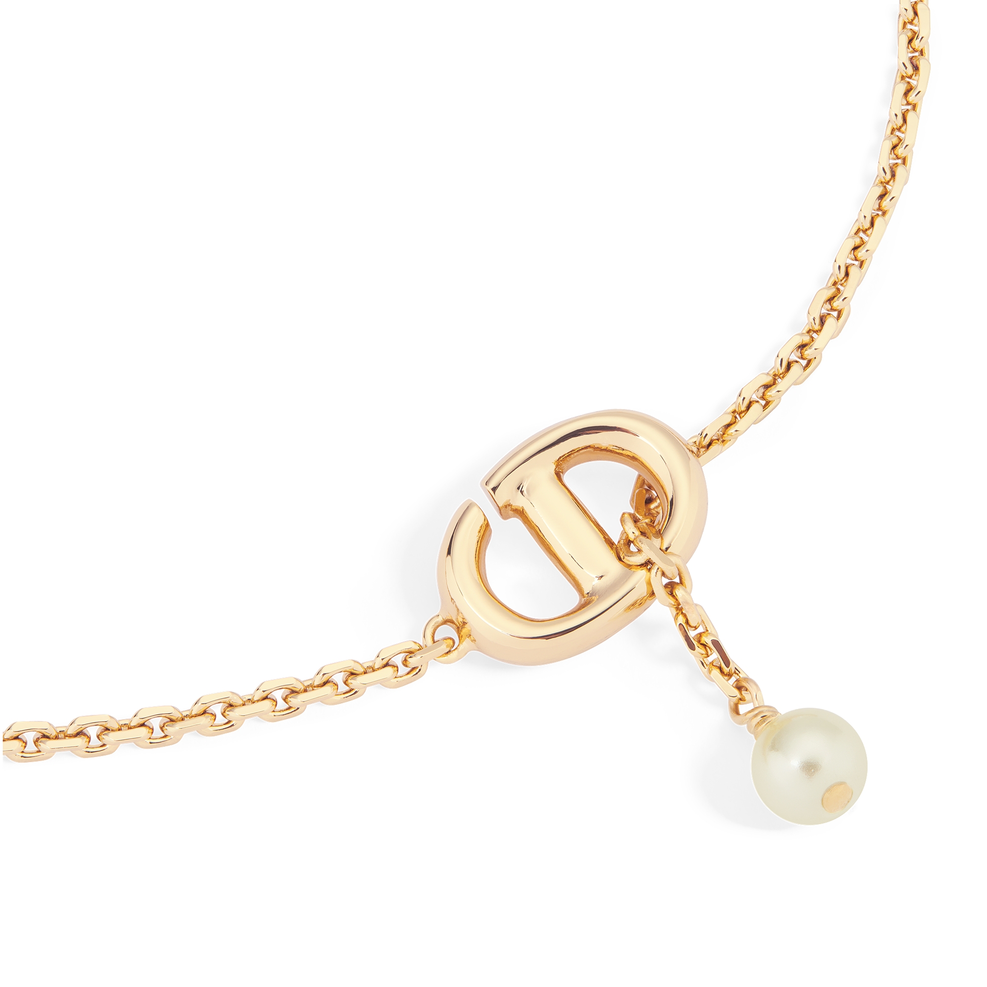 CD Navy Armband Metall mit Gold-Finish und Kunstharzperle in Weiß E09