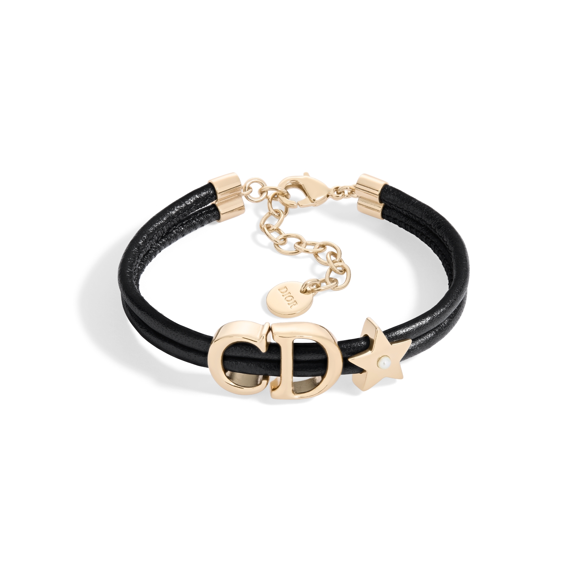 DIORブレスレット Dior Saddle Leather Bracelet Gold-Finish Metal, Cognac Brown
