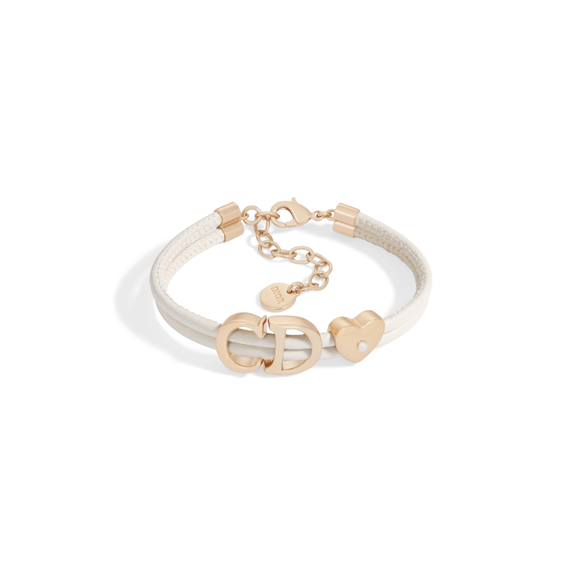 Dior Saddle Leather Bracelet Gold-Finish Metal, Latte Lambskin and
