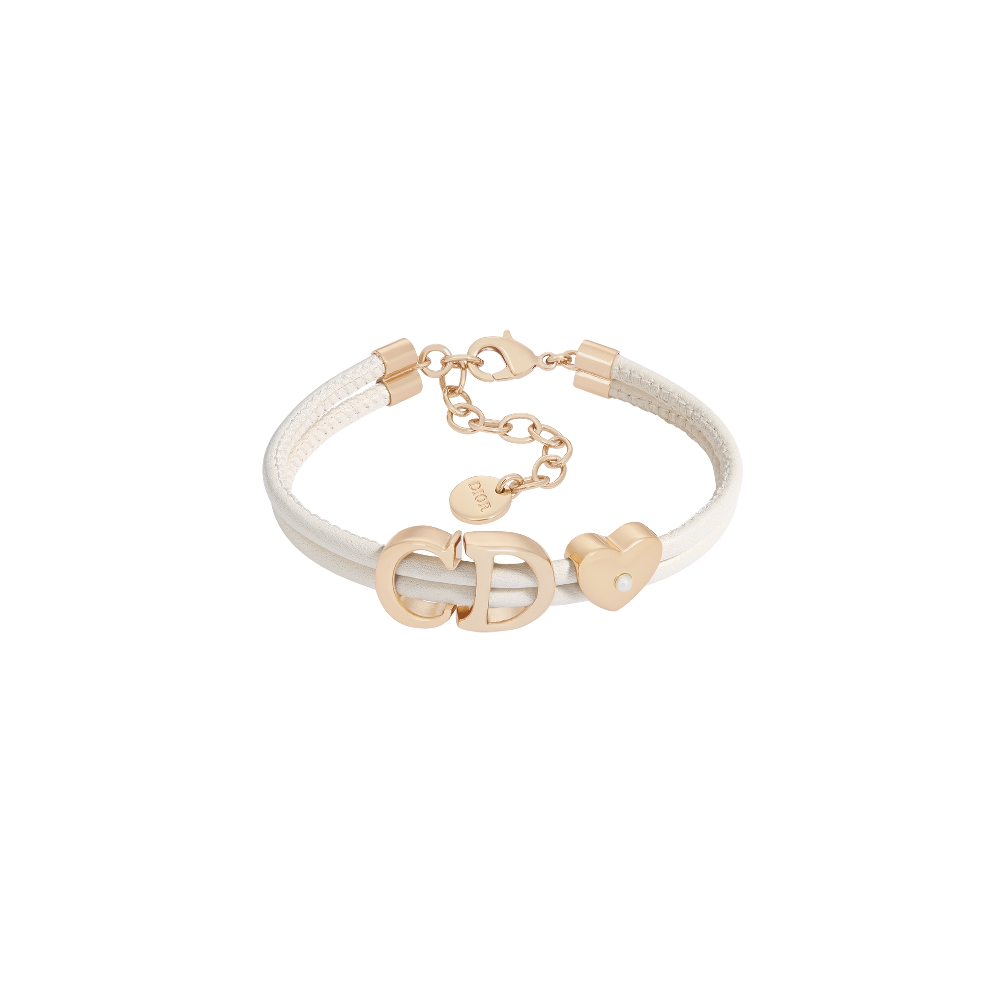 Dior Saddle Leather Bracelet Gold-Finish Metal, Latte Lambskin and