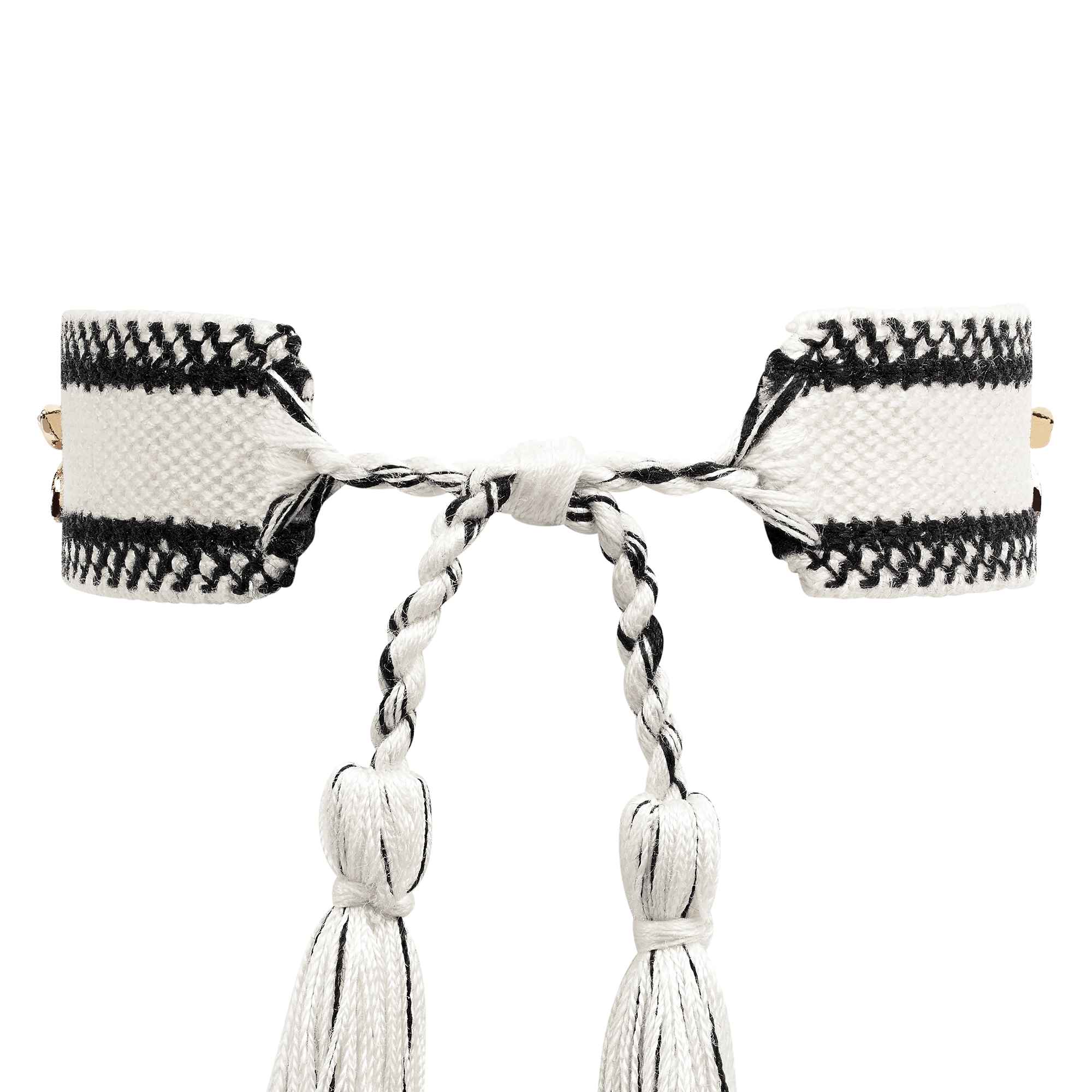 Christian Dior Bracelet Set Black and White Cotton, Gold-Finish Metal and Silver-Tone and Gold-Tone Crystals E10