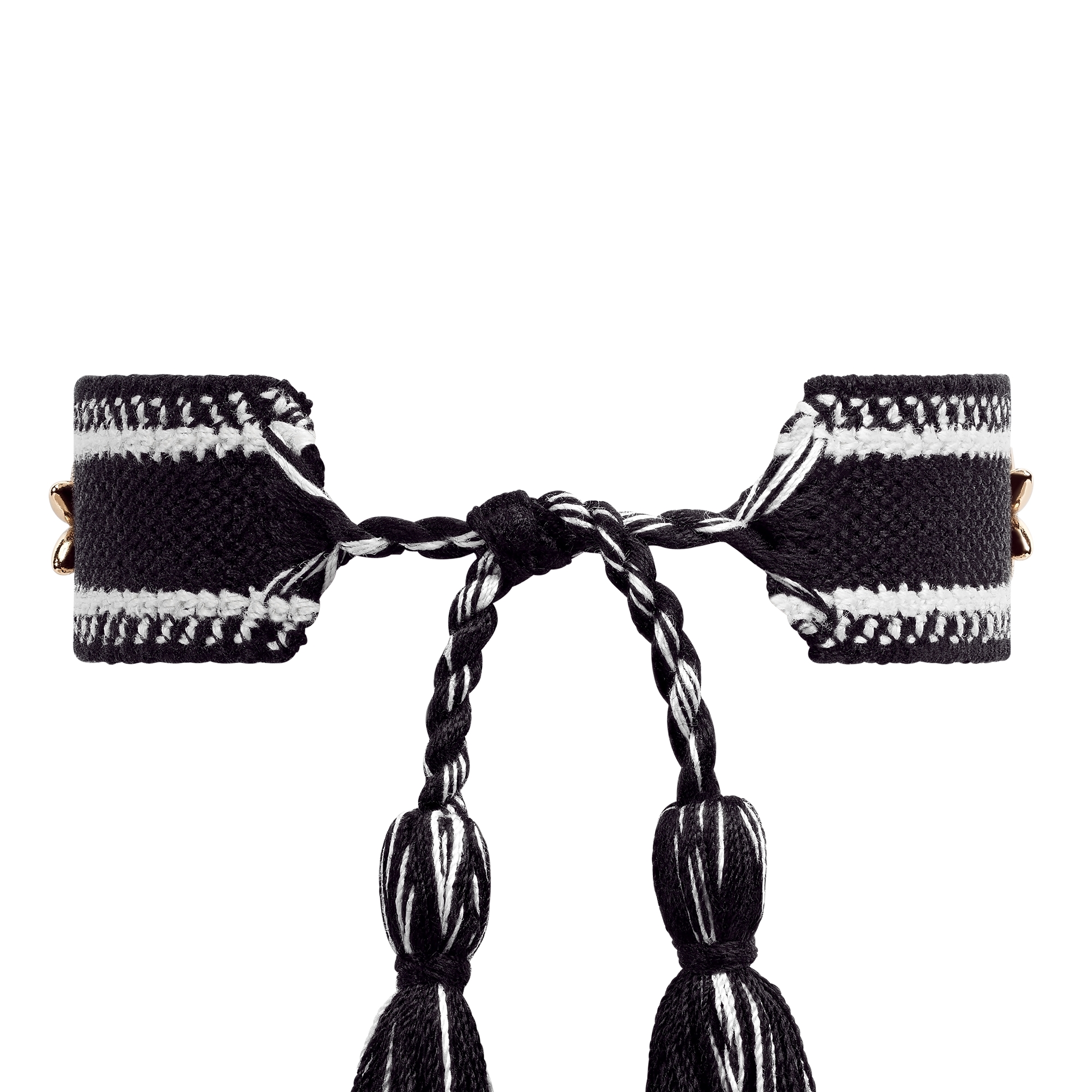 Christian Dior Bracelet Set Black and White Cotton, Gold-Finish Metal and Silver-Tone and Gold-Tone Crystals E11