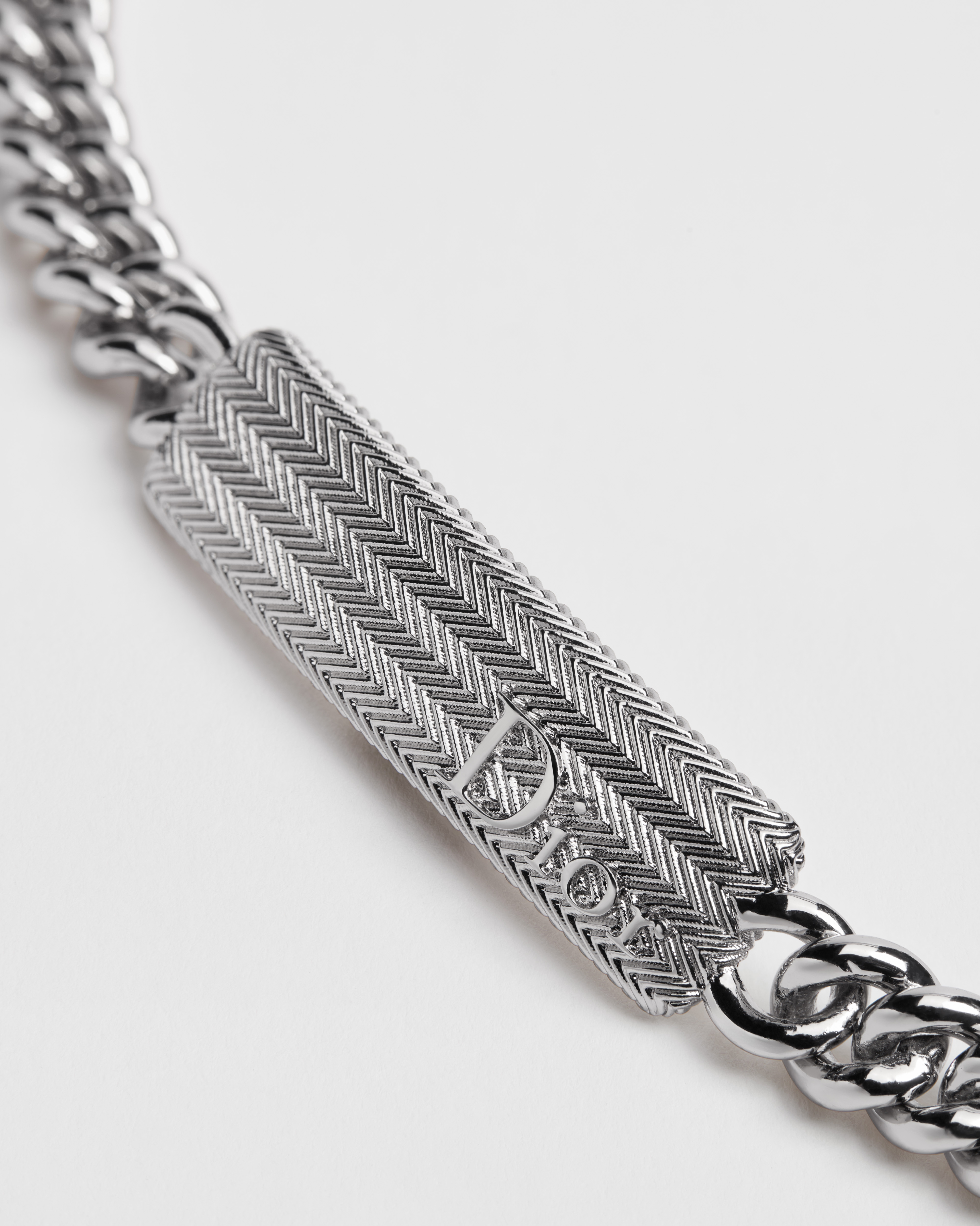 Dior Guilloché 鏈環手鏈 銀色飾面黃銅 E09