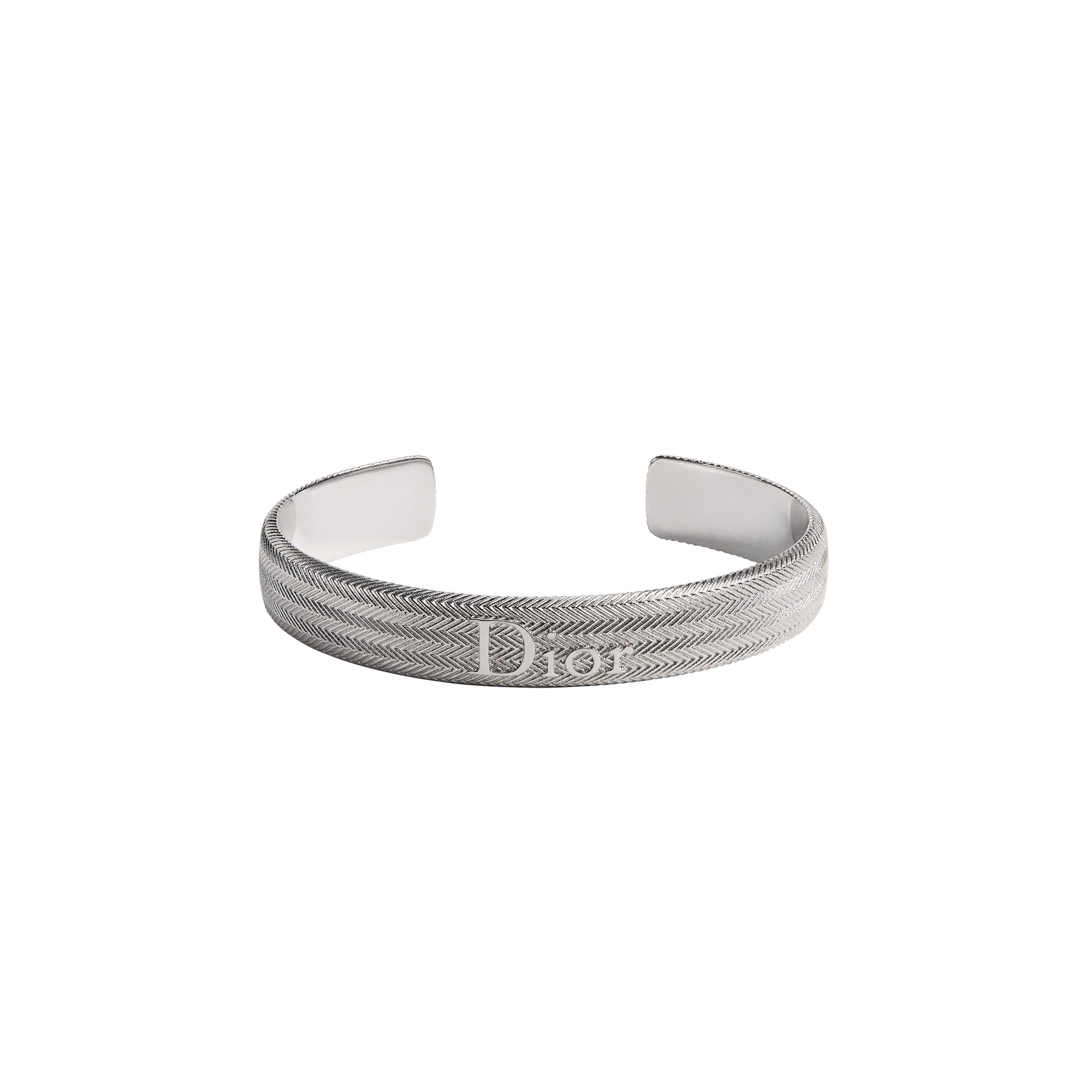 Dior Guilloché Bangle Silver-Finish Brass E01