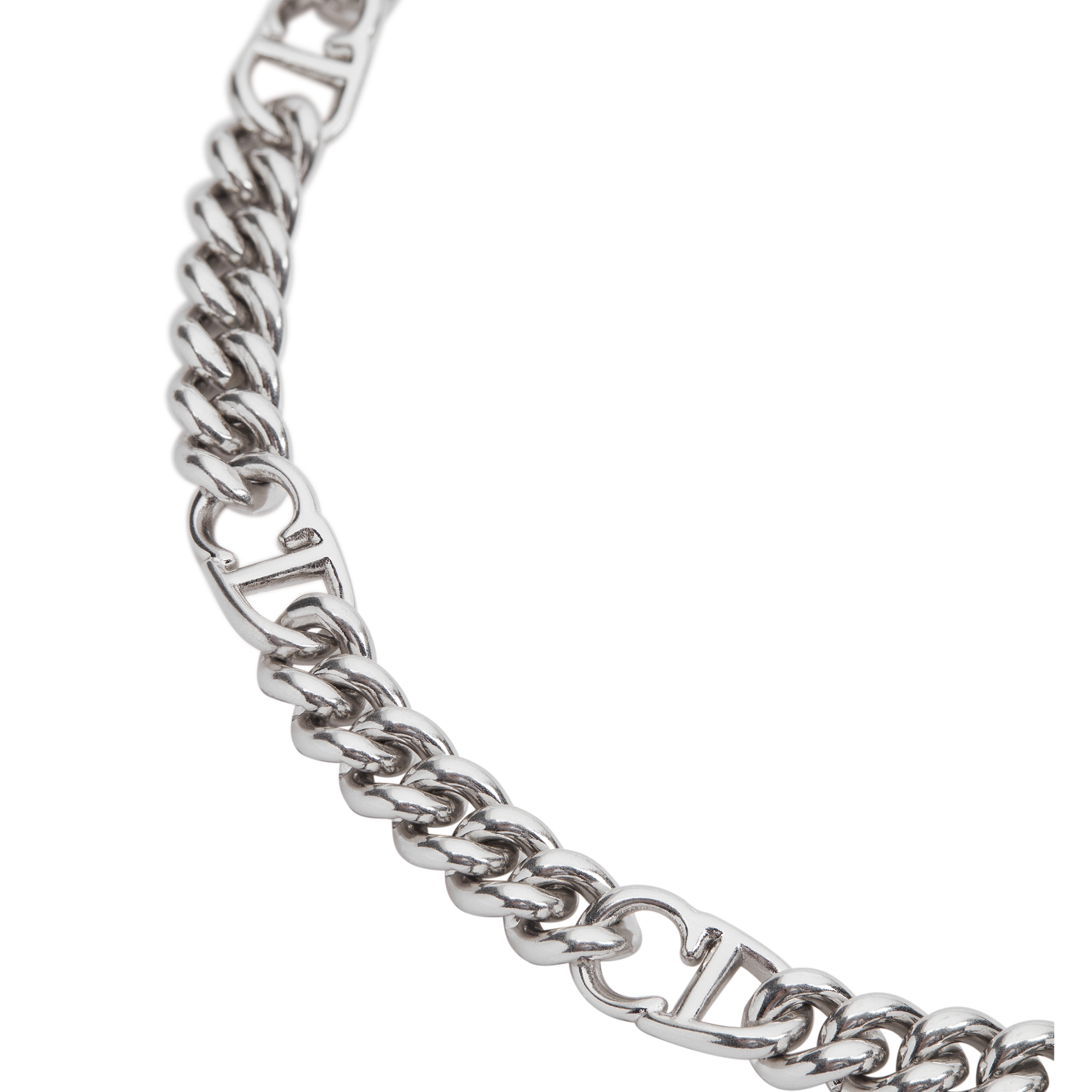 CD Icon Thin Chain Link Bracelet Silver-Finish Brass E09