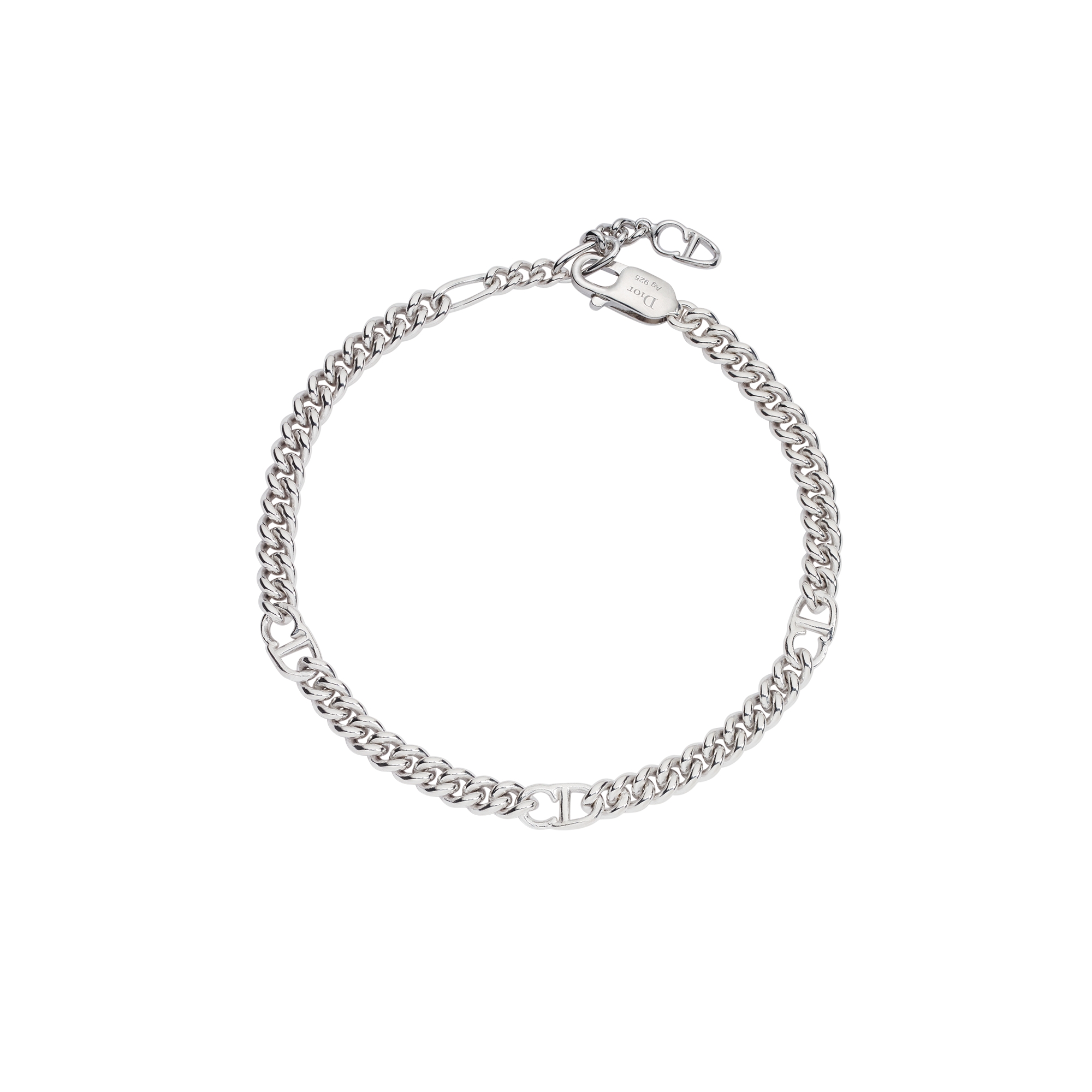 CD Icon Thin Chain Link Bracelet Silver E01