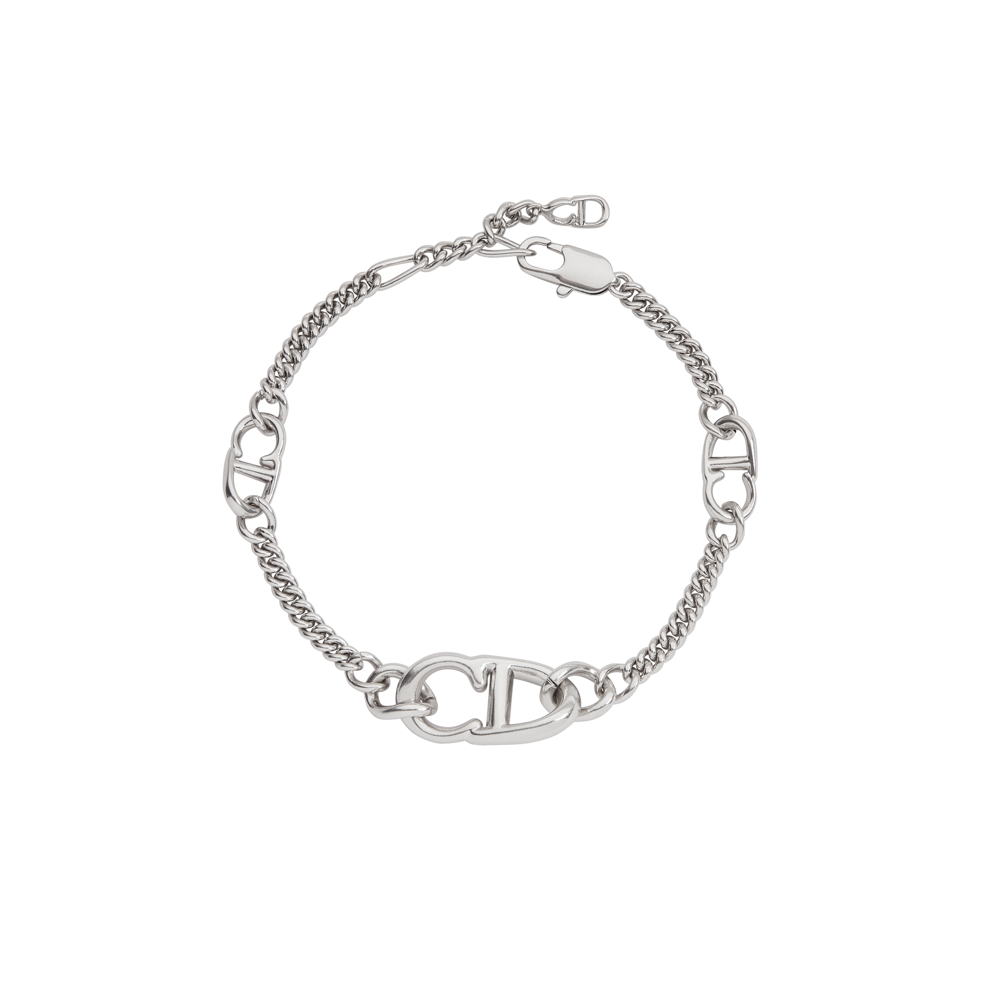 CD Icon Thin Chain Link Bracelet Silver-Finish Brass | DIOR