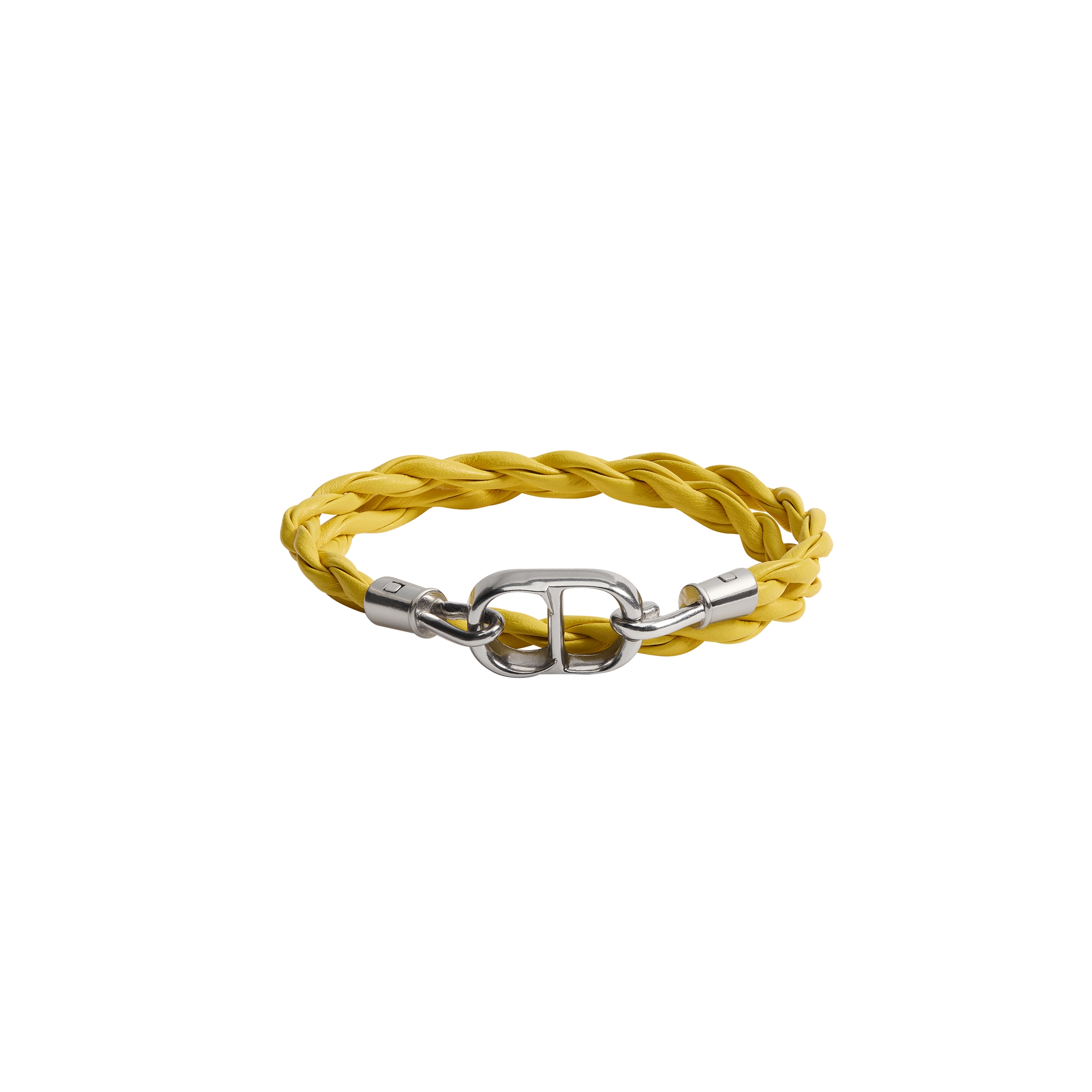  Yellow Calfskin and Silver-Finish Brass