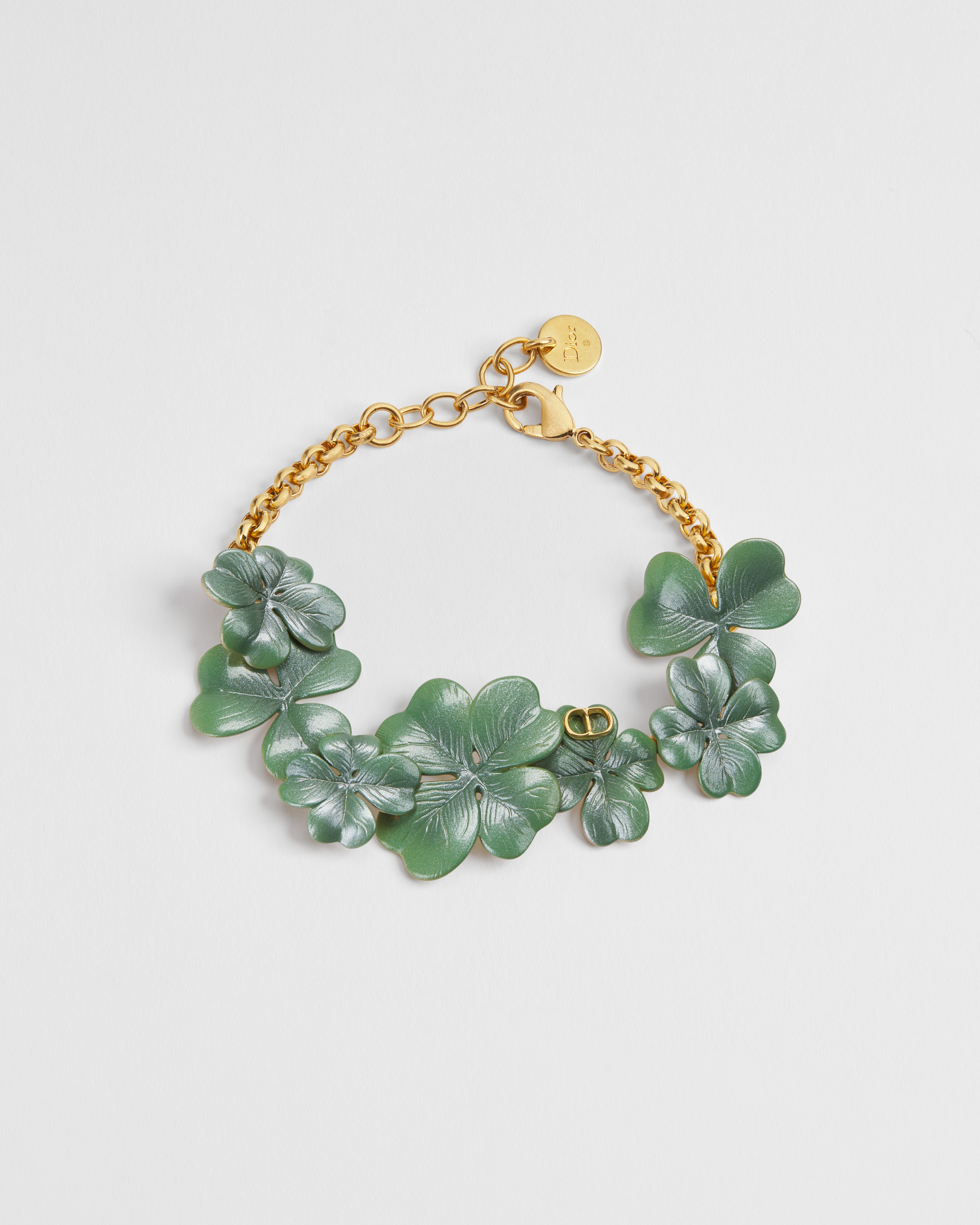 Bracelet Dior Clover Métal finition dorée et laque verte E01