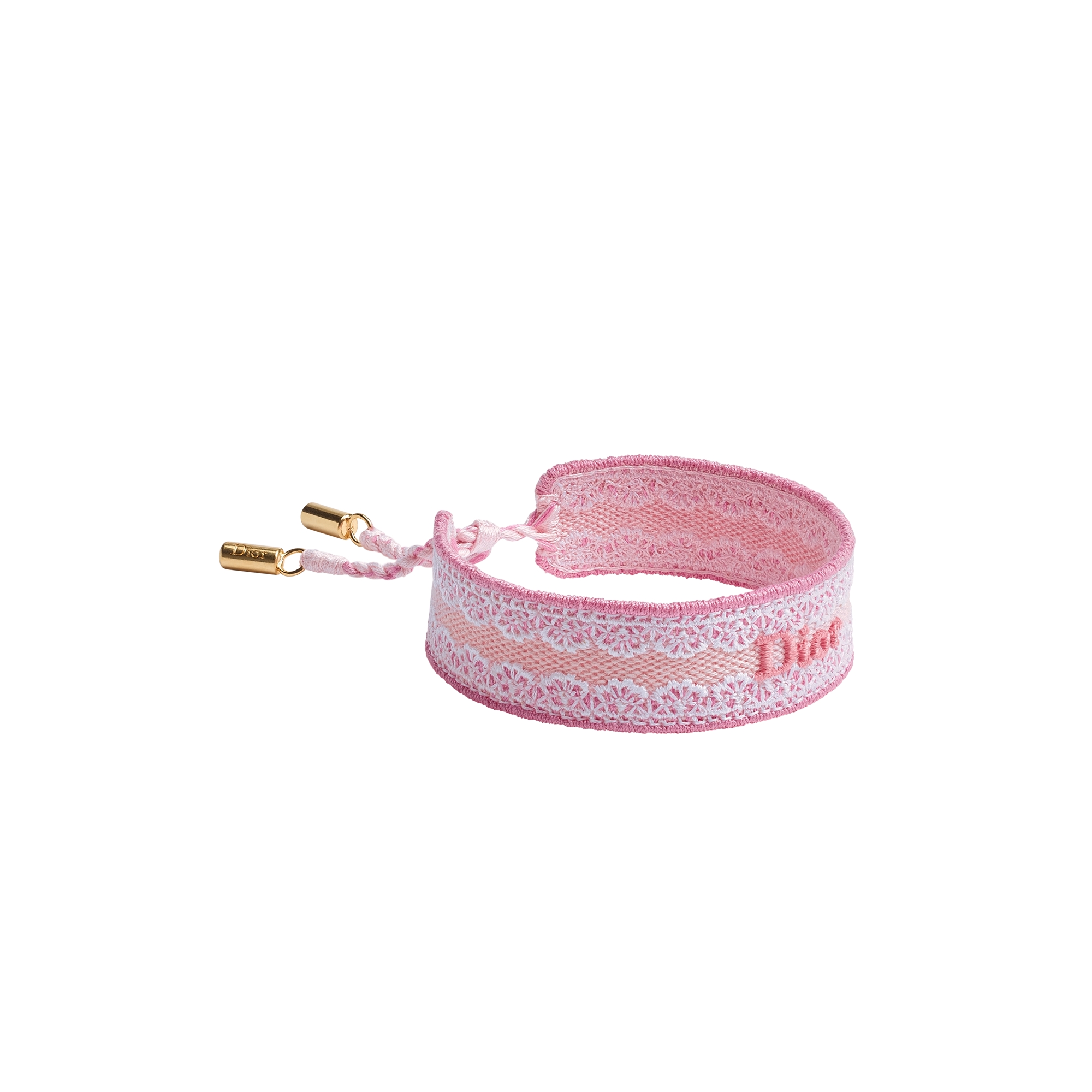 Dioramour Dior Band Bracelet Pink Cotton and Gold-Finish Metal