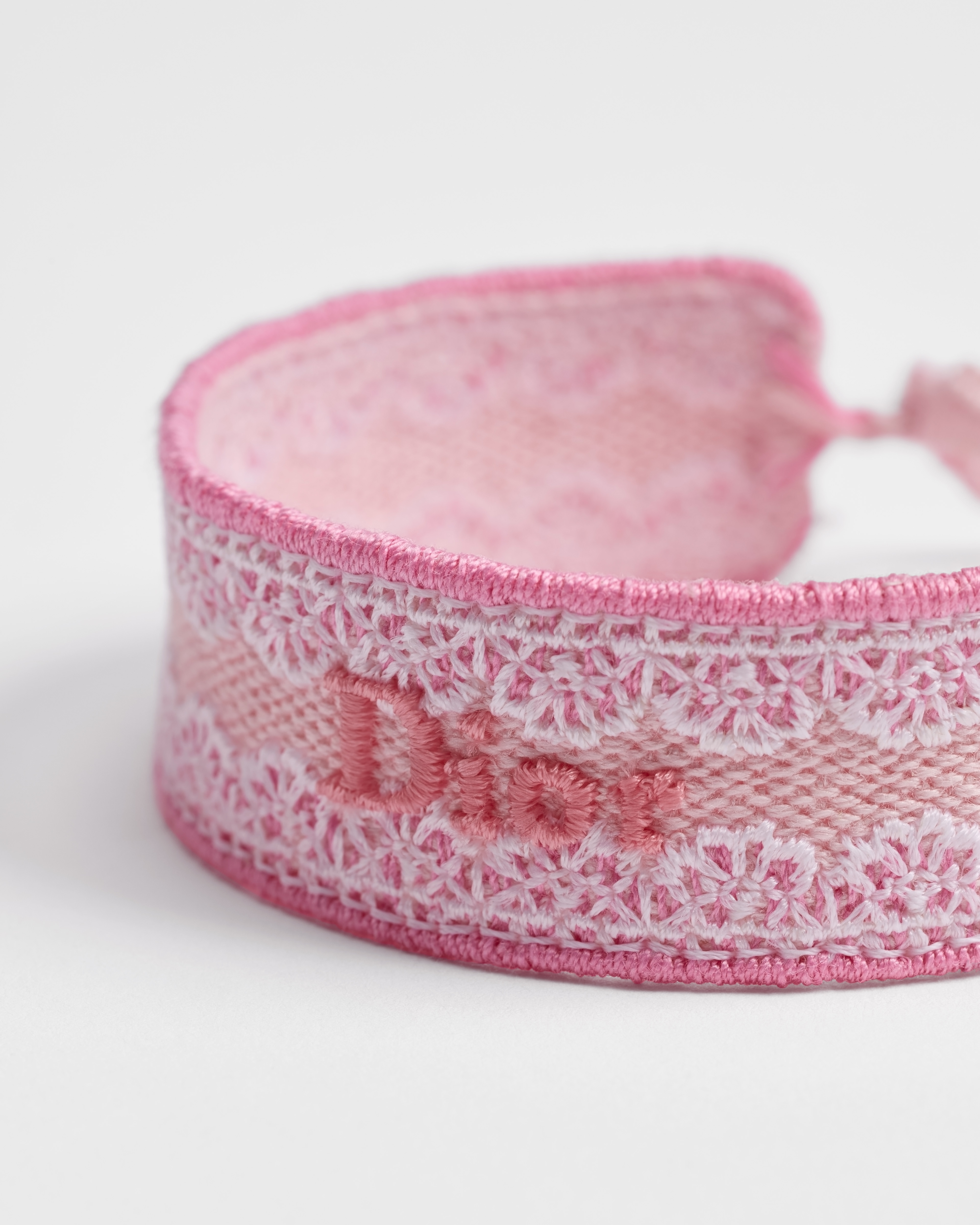 Bracciale Dior Band Dioramour Cotone rosa e metallo con finitura color oro E09