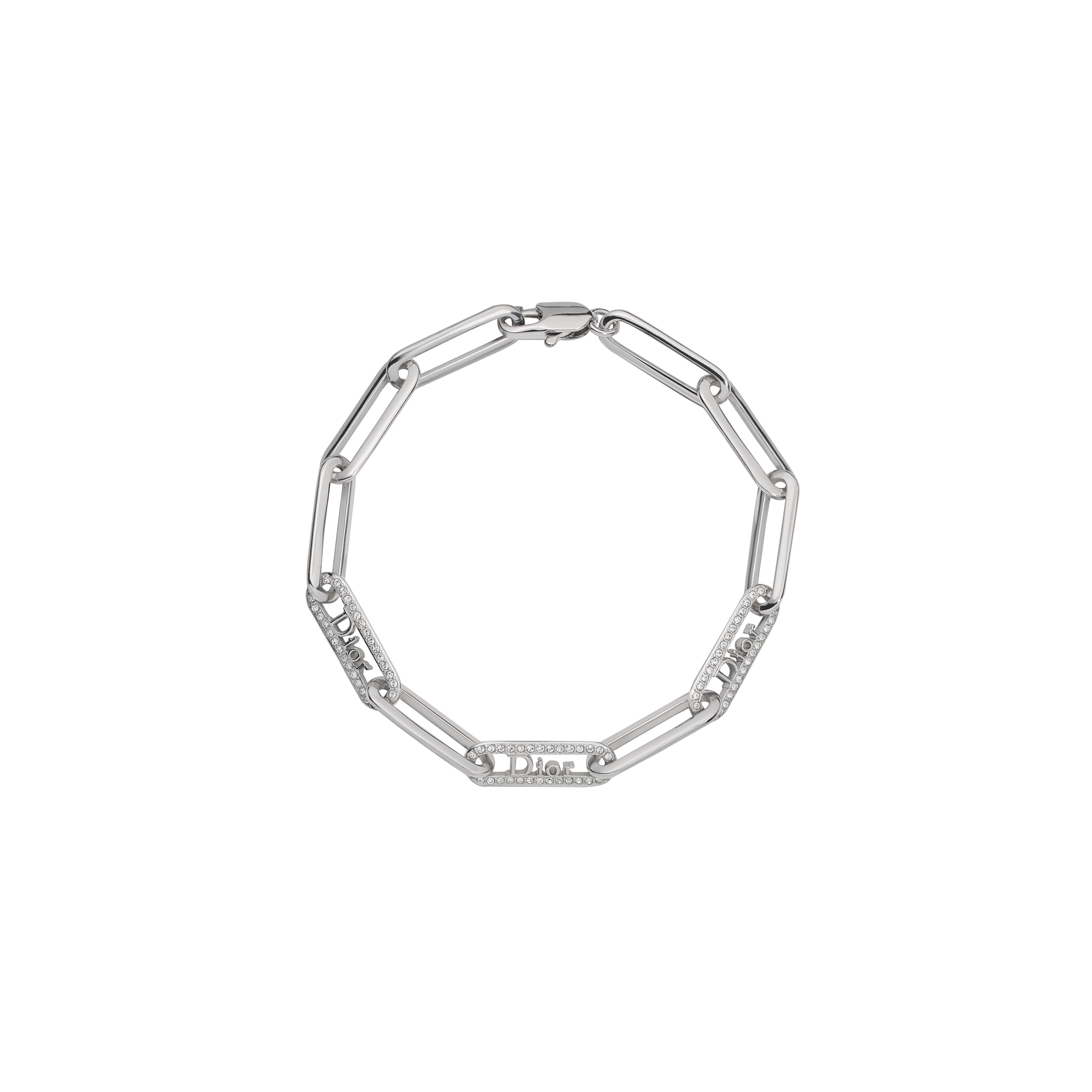 Dior Link Bracelet Silver-Finish Metal and Crystals | DIOR