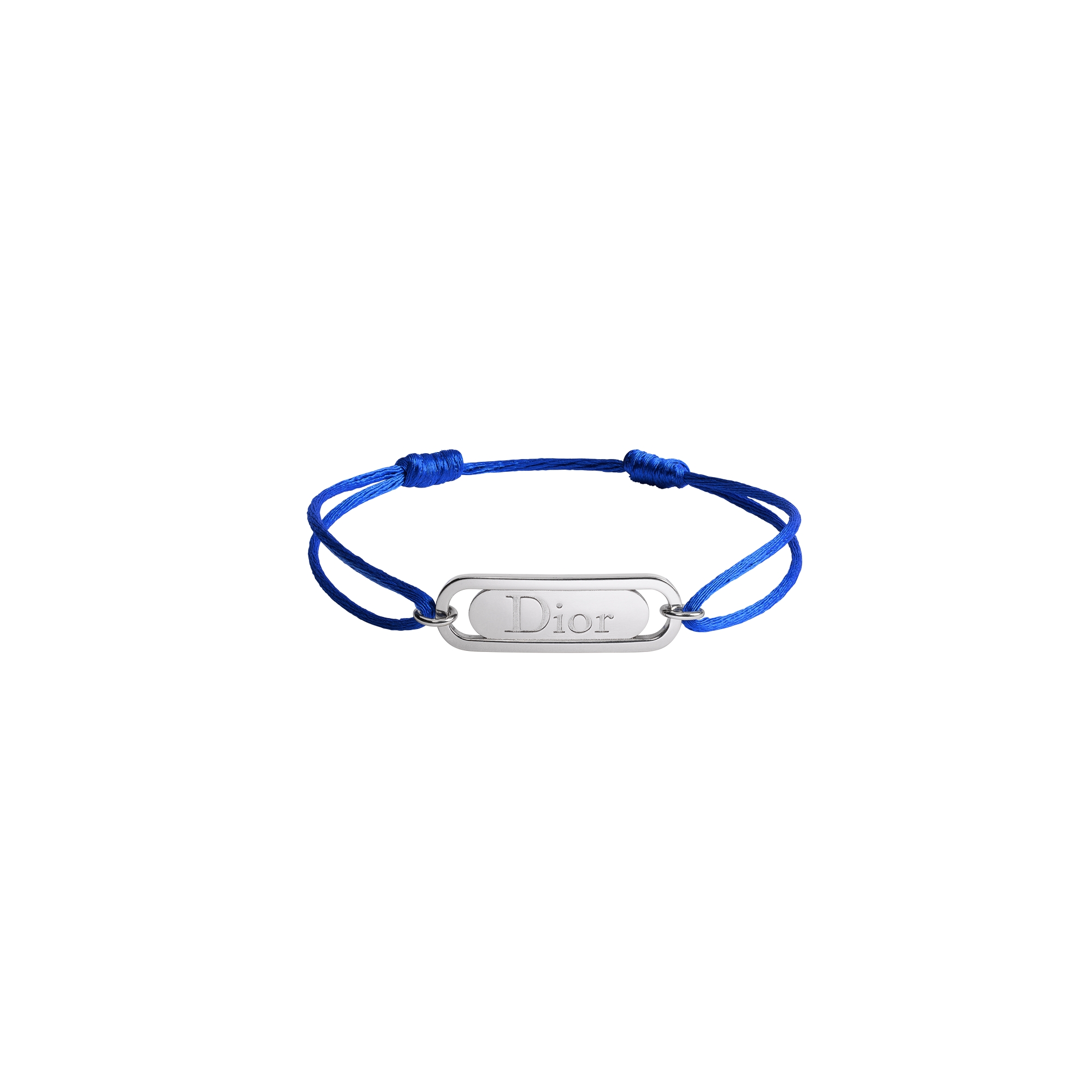 Dior Link Bracelet Blue Cord and Silver-Finish Brass E01