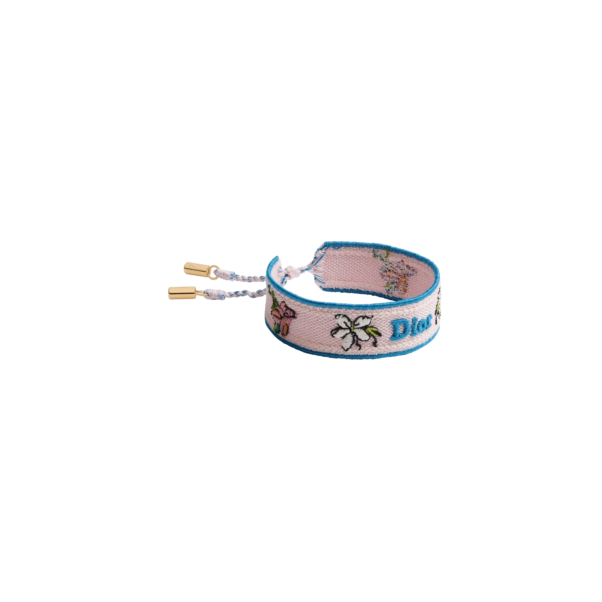  Baumwolle in Rosa und Blau mit Brush & Bloom Stickerei und Metall mit Gold-Finish