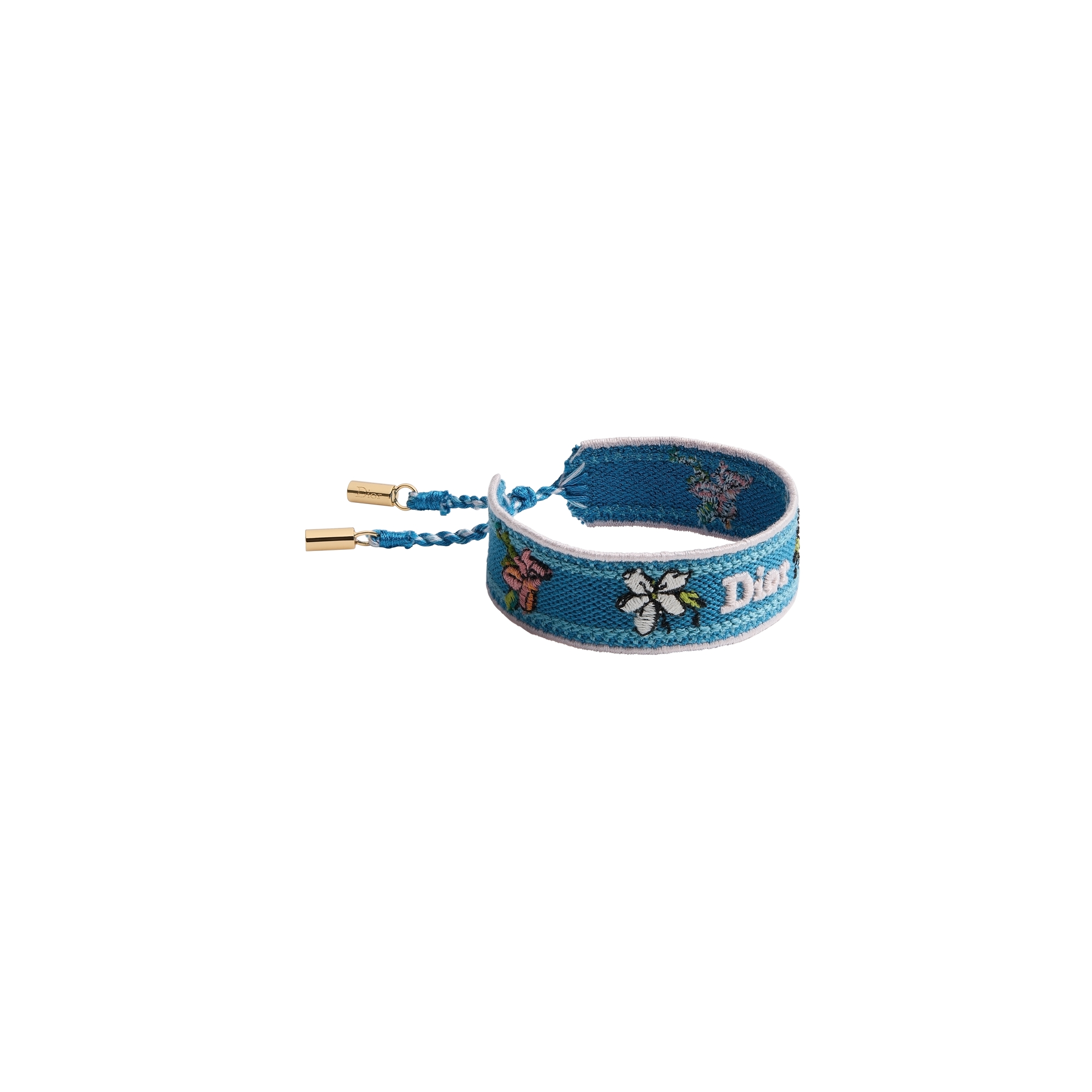  Baumwolle in Blau und Rosa mit Brush & Bloom Stickerei und Metall mit Gold-Finish