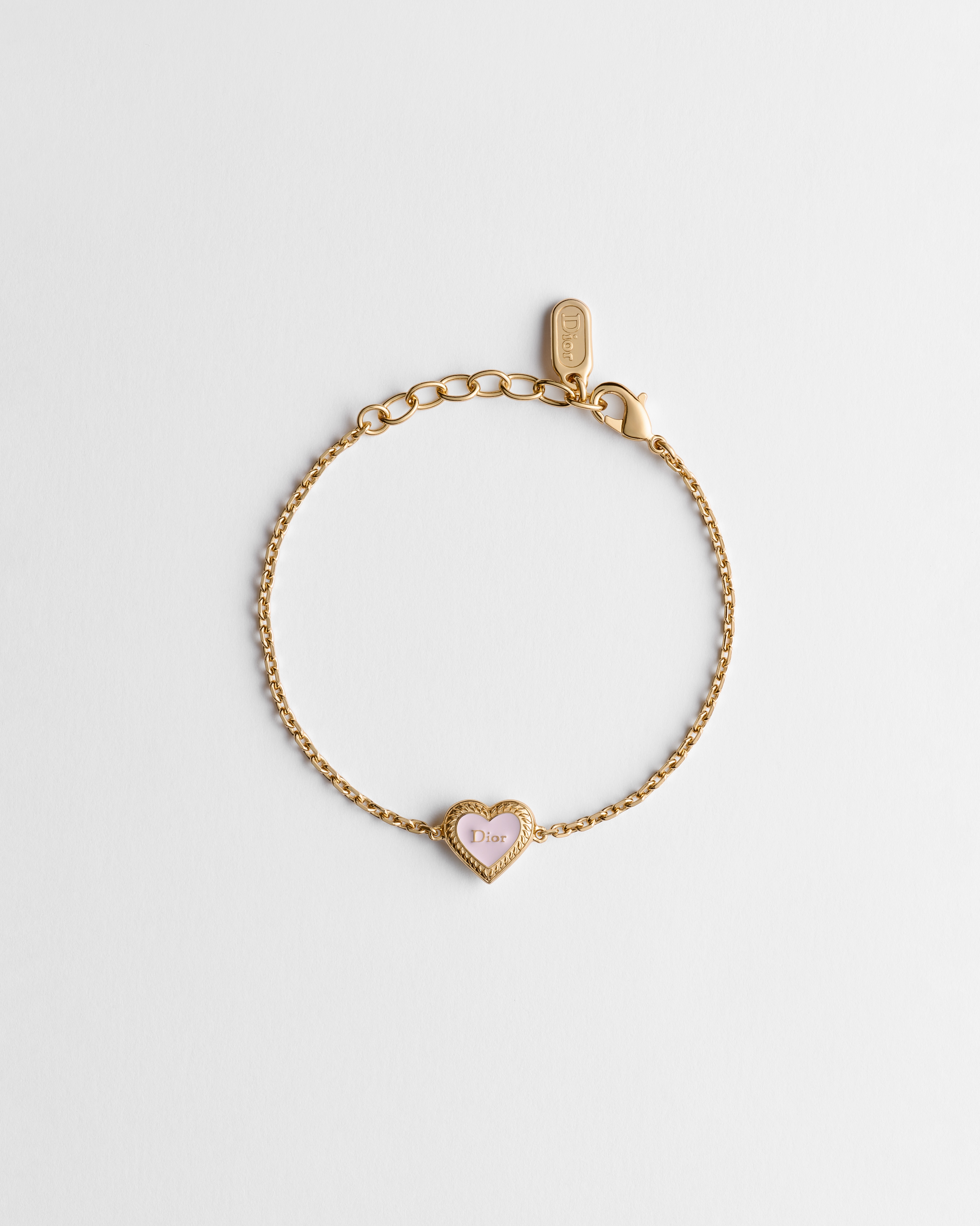 สร้อยข้อมือ Dior Heart Locket รุ่น Dior Qixi โลหะเคลือบทองและงานเคลือบสีชมพู E01