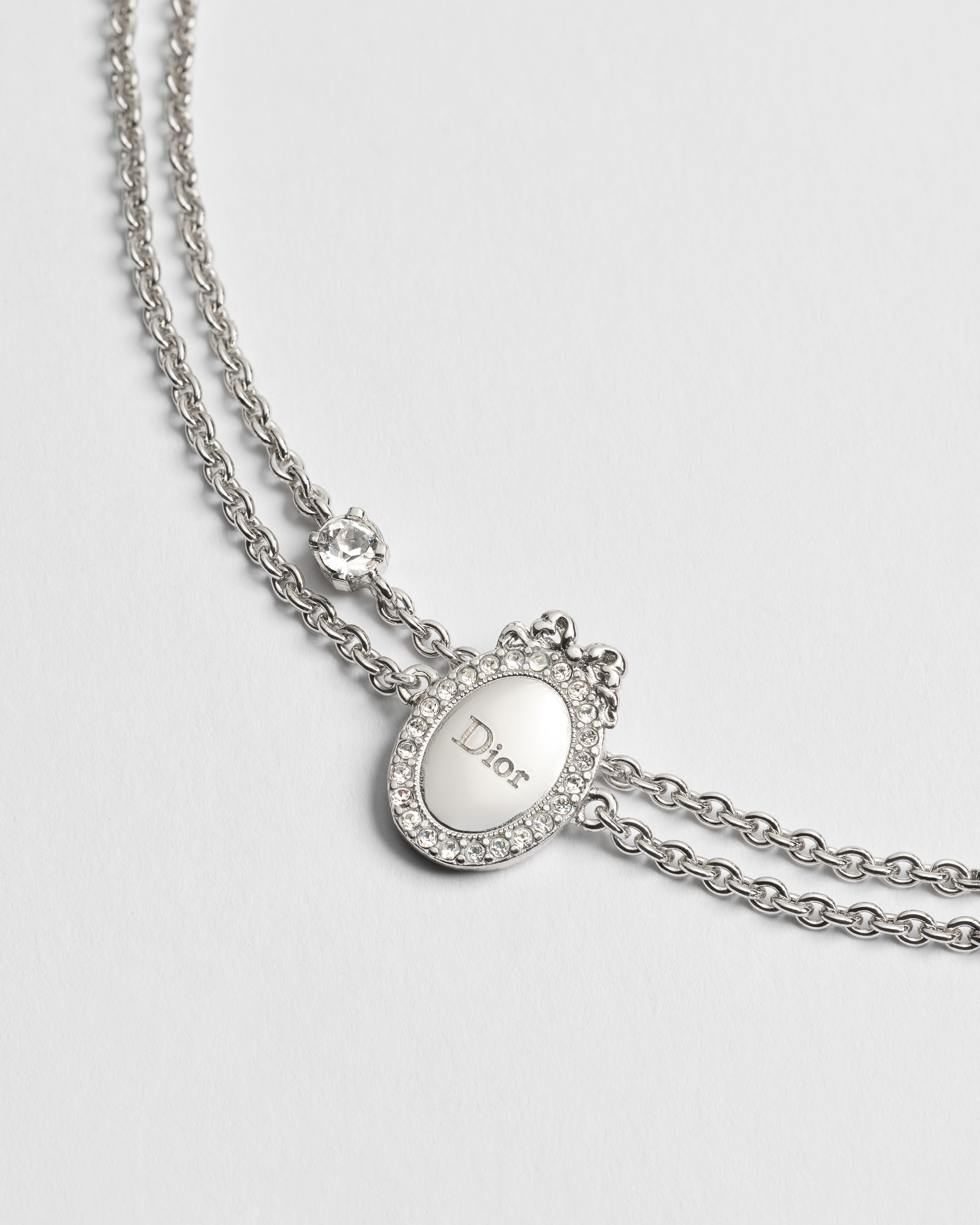 Dior Médaillon Armband Metall mit Silber-Finish und Kristalle E09