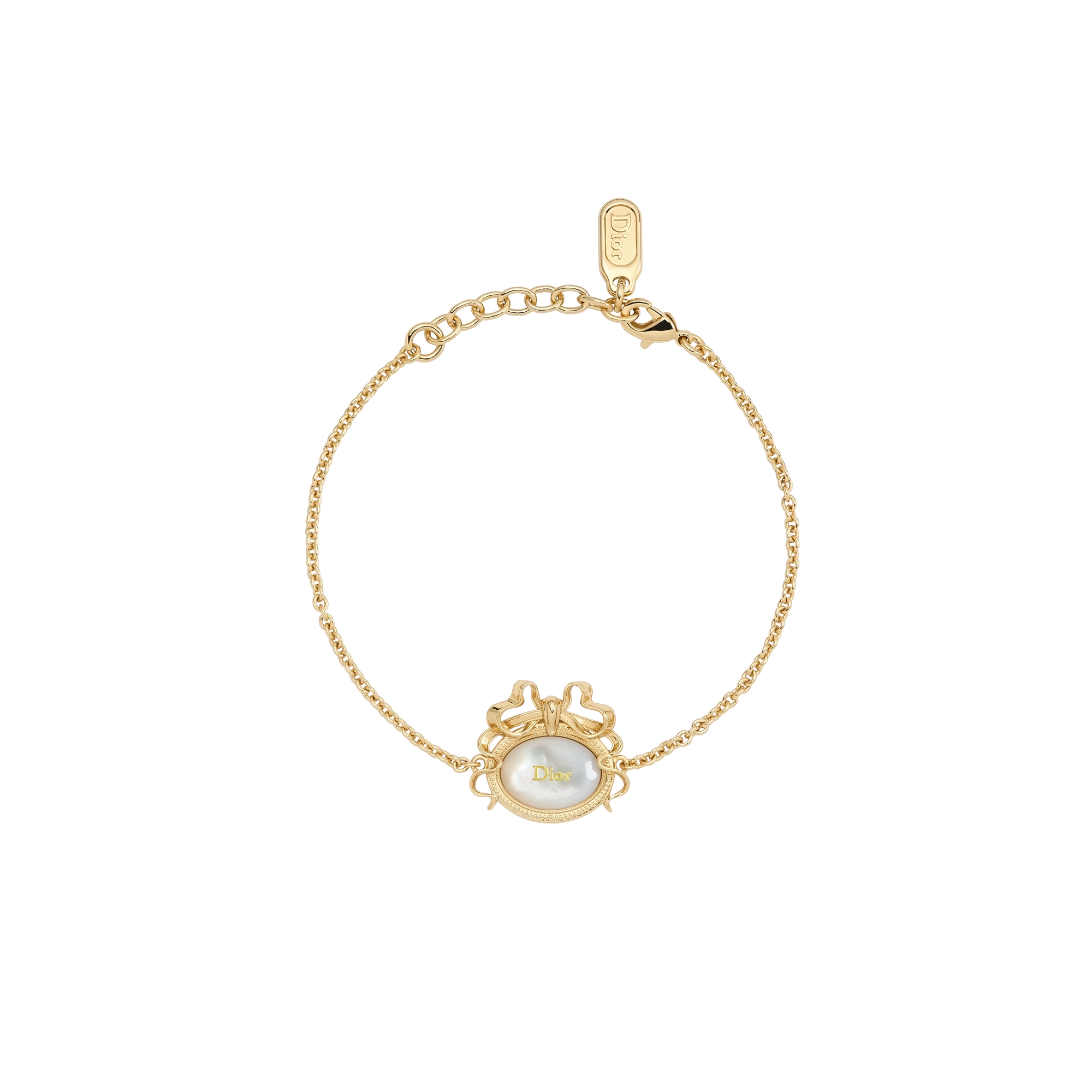 Dior Médaillon Bracelet Gold-Finish Metal and White Mother-of-Pearl E01