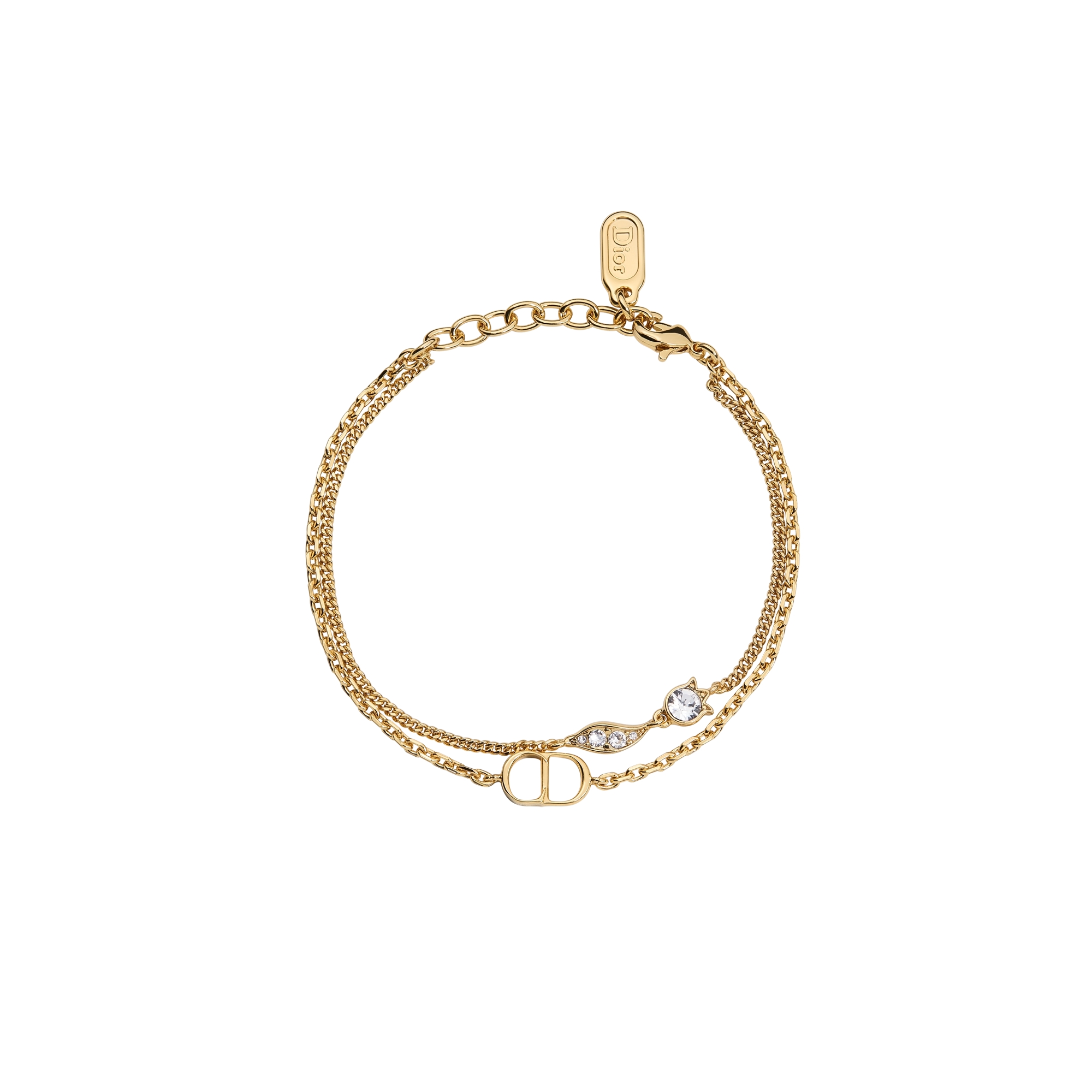 CD Mini Lily Bracelet Gold-Finish Metal and Crystals E01