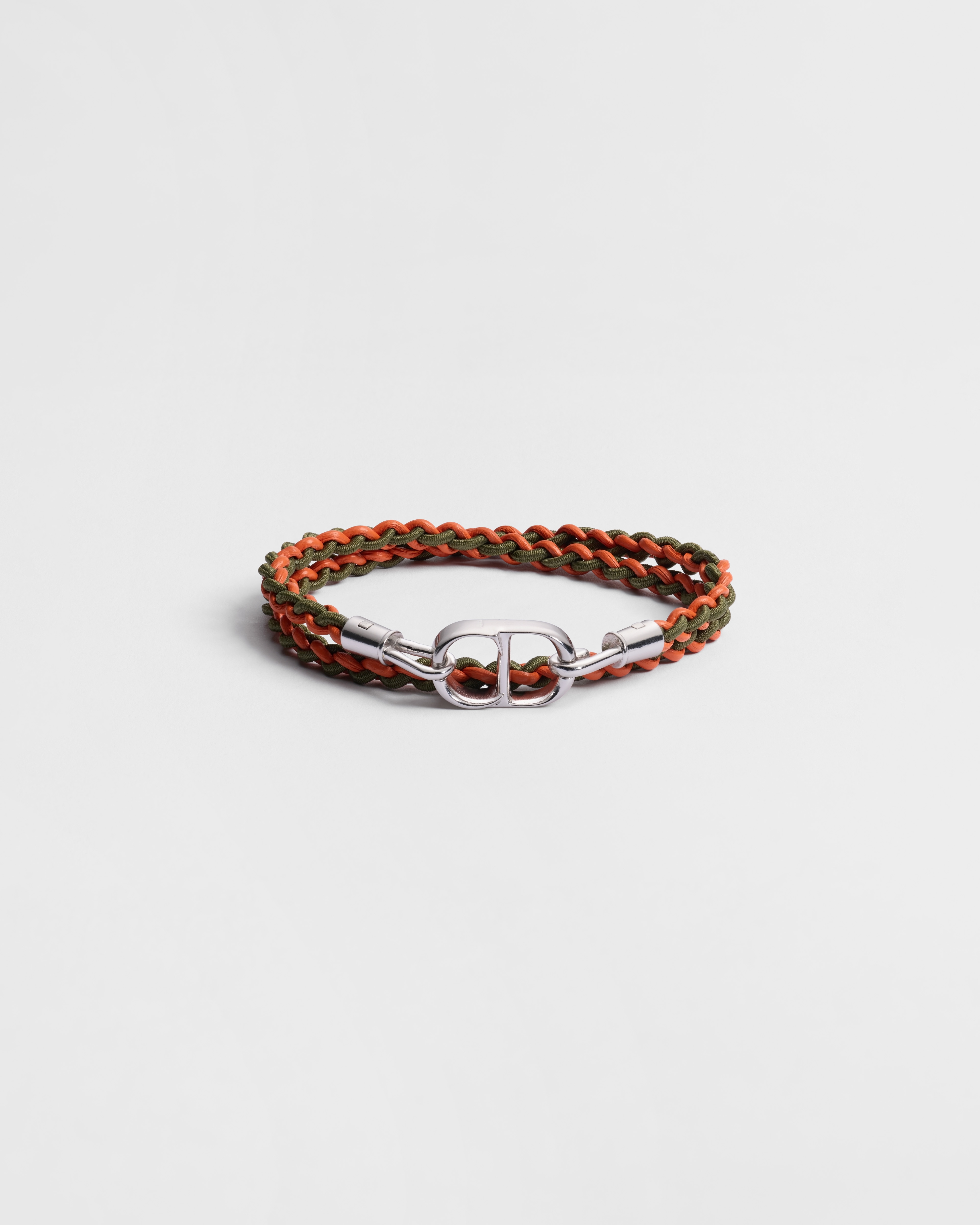 CD Icon Braided Double Bracelet Orange Lambskin, Khaki Technical Fabric ...