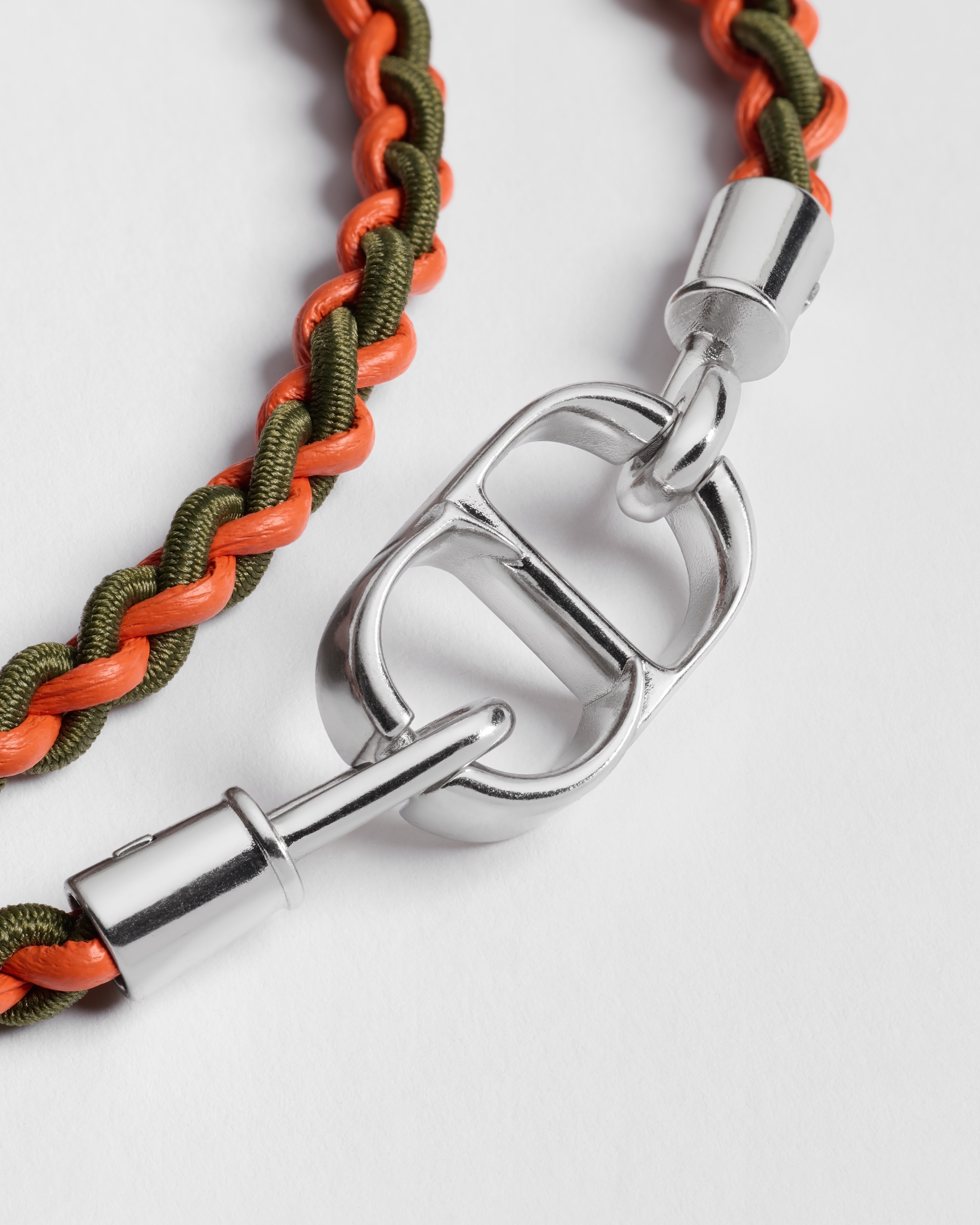 CD Icon Braided Double Bracelet Orange Lambskin, Khaki Technical Fabric ...