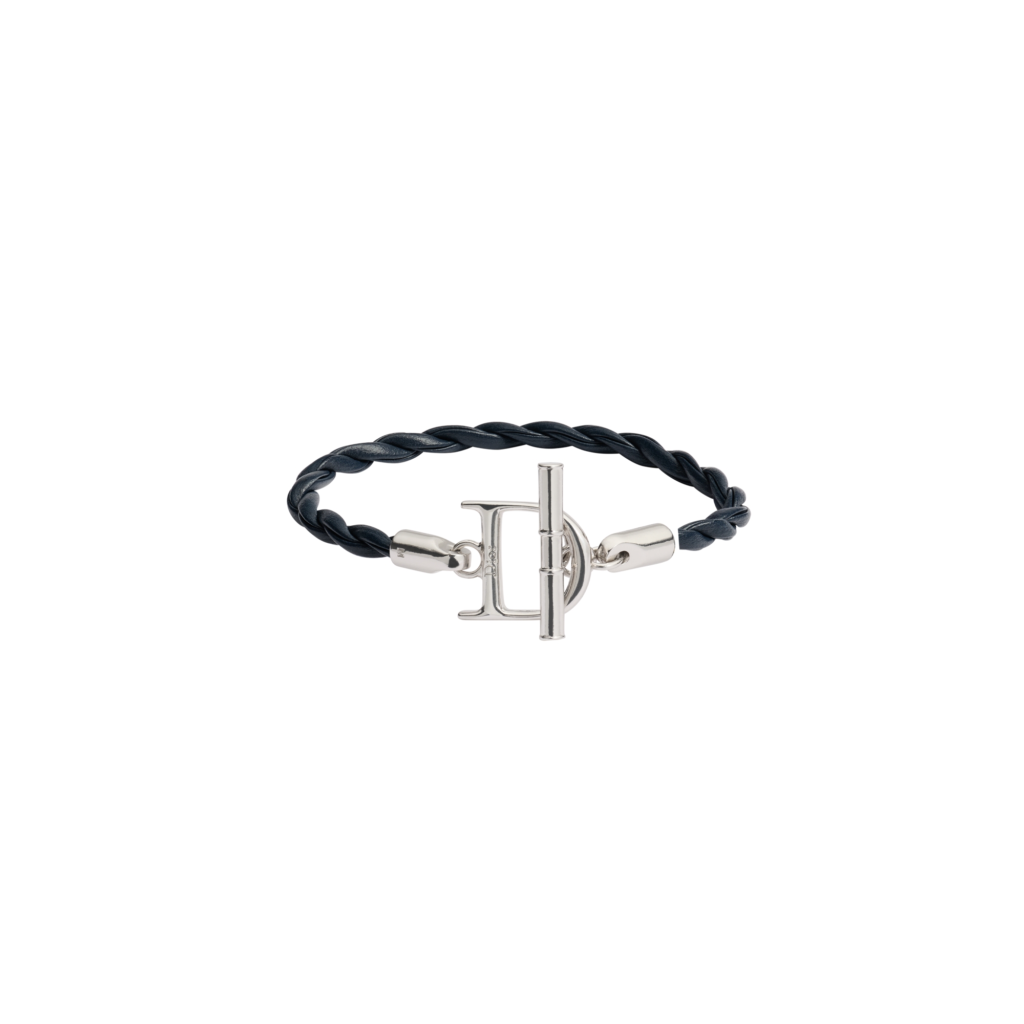  Pelle di vitello blu navy e ottone con finitura color argento